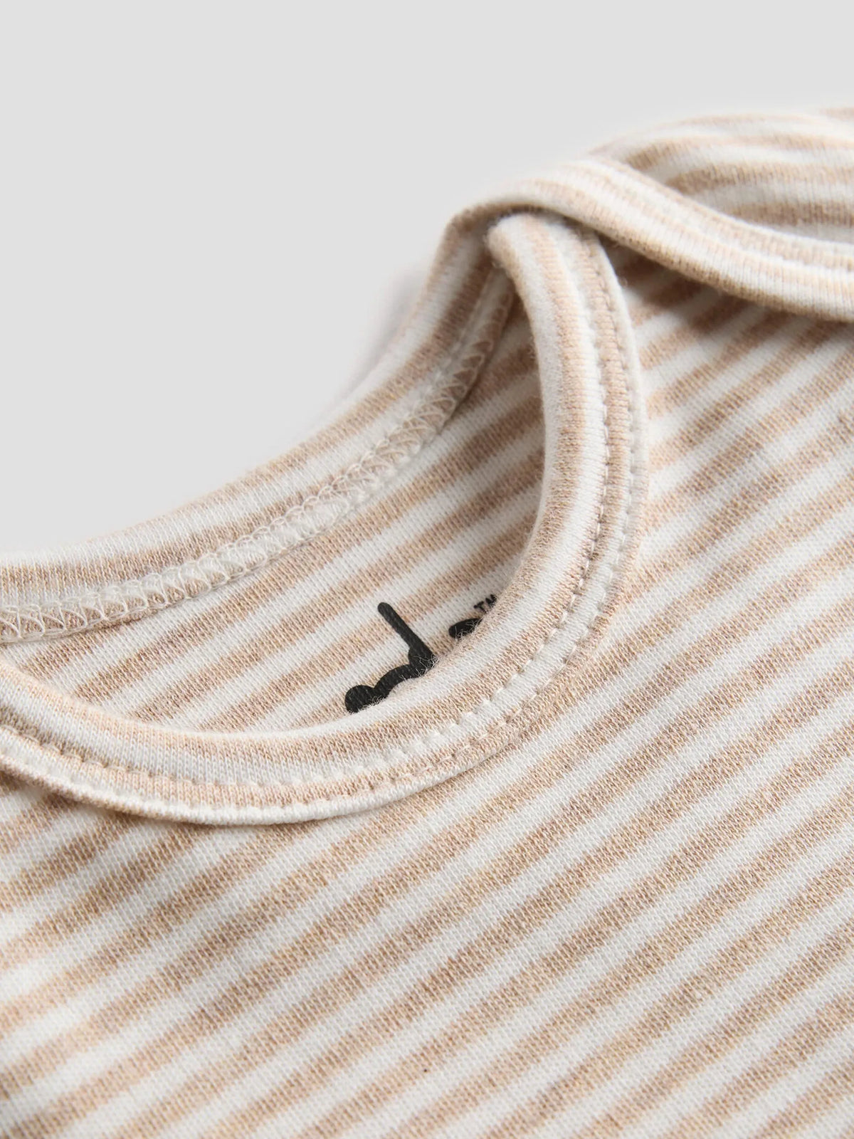 Organic Cotton Beige Striped Soft Ribbed Bodysuit