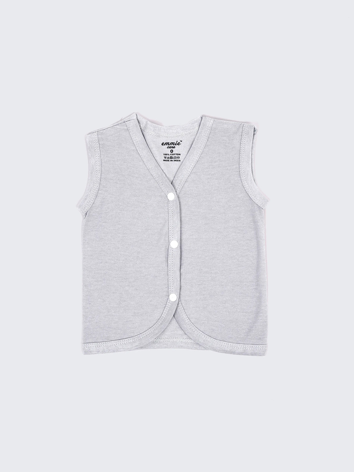 Baby Cotton Jabla Set – Sleeveless Front Open Vest Combo (Black, White & Grey – Pack of 3)