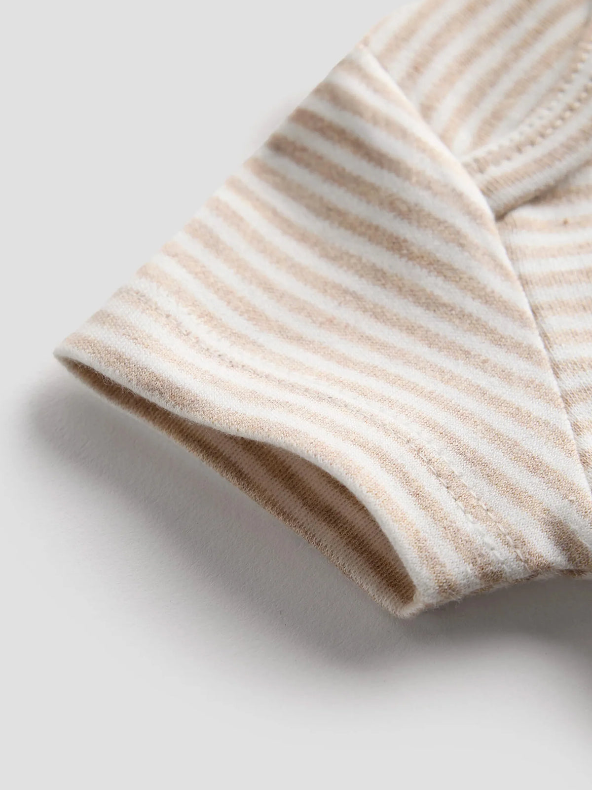 Organic Cotton Beige Striped Soft Ribbed Bodysuit