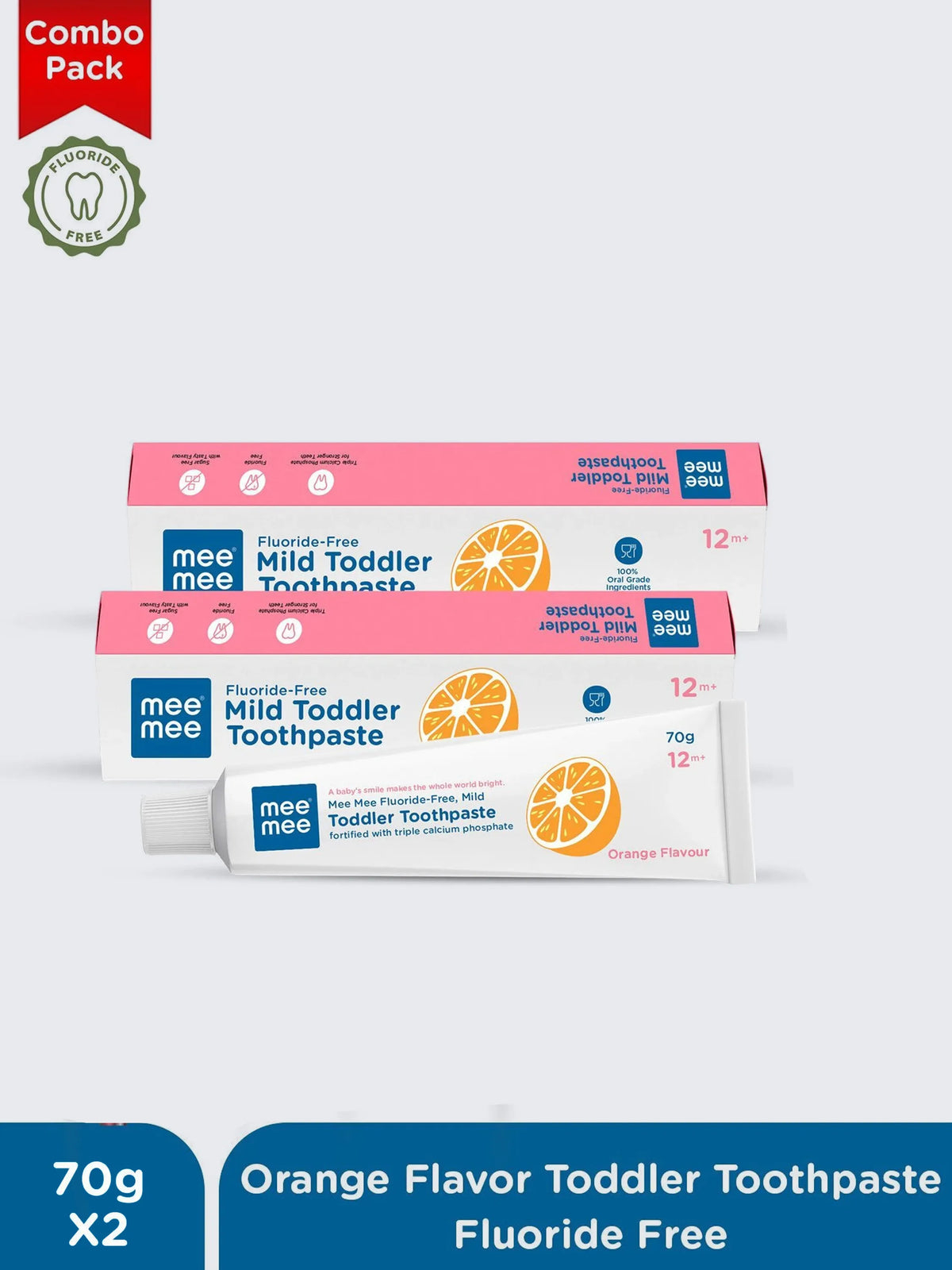 Fluoride-Free Mild Toddler Toothpaste Combo (Orange Flavor)