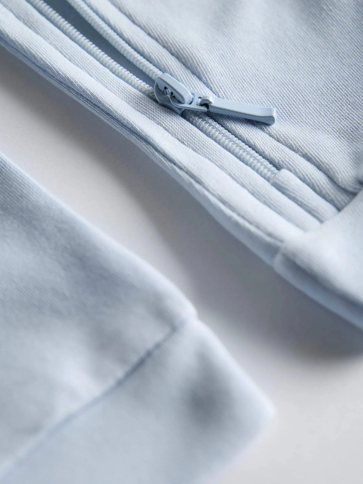 Organic Cotton Solid Light Blue Full Sleeve Zip Romper