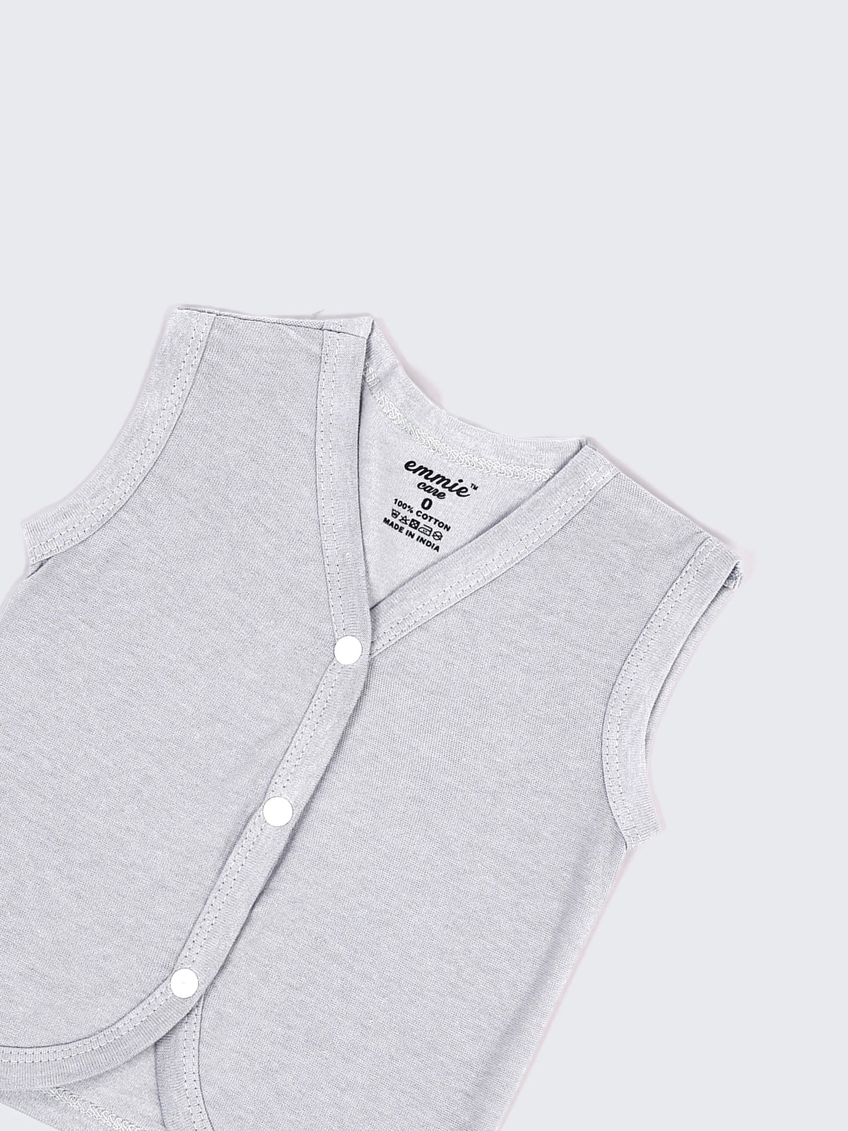 Baby Cotton Jabla Set – Sleeveless Front Open Vest Combo (Black, White & Grey – Pack of 3)