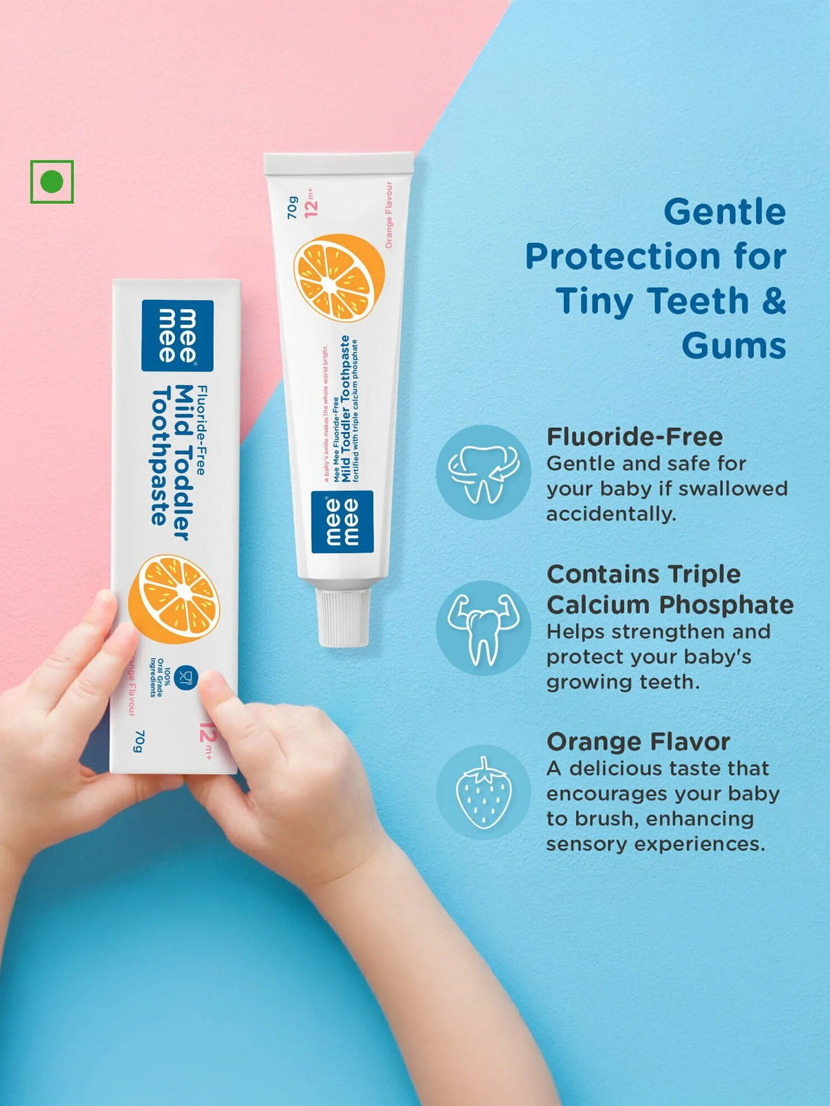 Fluoride-Free Mild Toddler Toothpaste Combo (Orange Flavor)