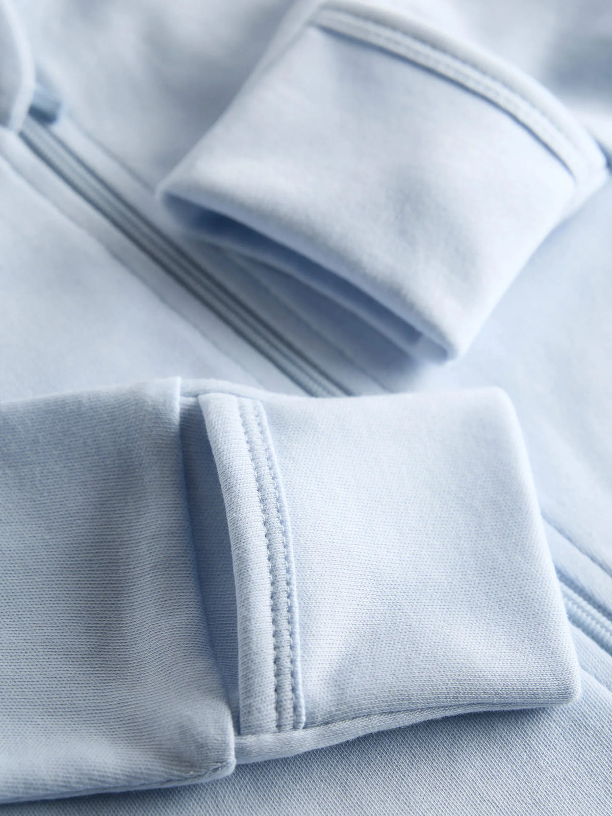 Organic Cotton Solid Light Blue Full Sleeve Zip Romper