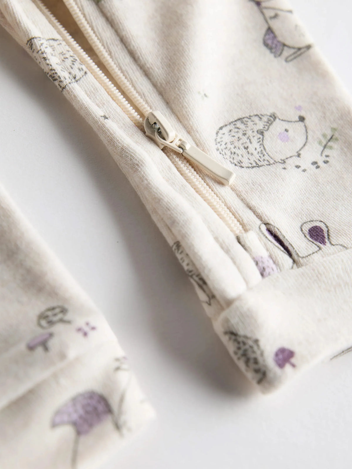 Organic Cotton Baby Full Sleeve Zip Romper with Cute Animal Print