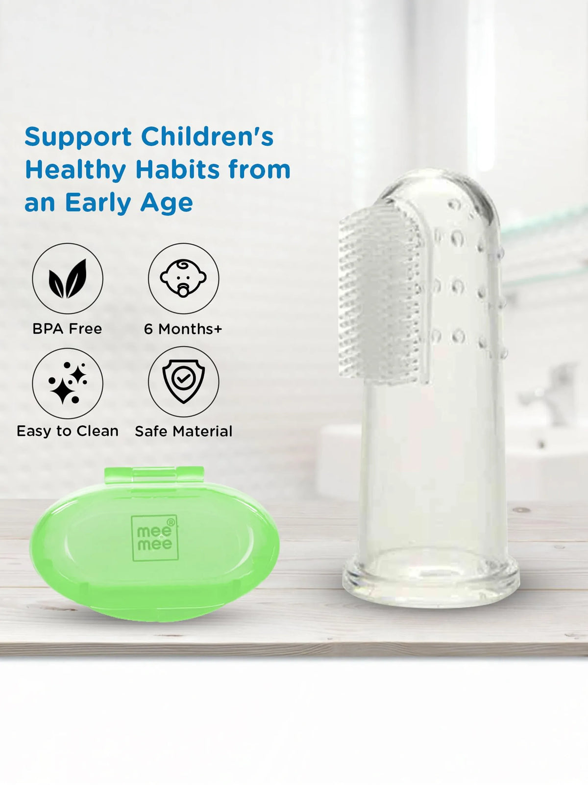 Baby Gum Cleaning Finger Brush with Storage Case (Green)