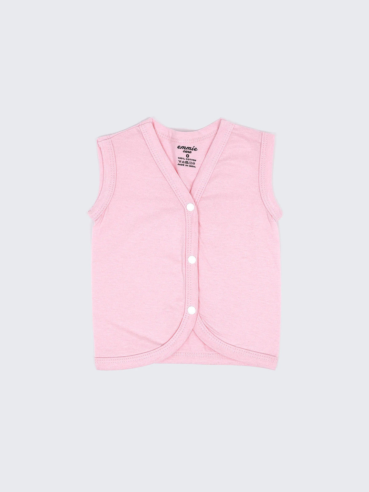 Baby Cotton Sleeveless Jabla Vest Set – Solid White, Pink & Black Newborn Front Open Jabla Combo (3 Pieces)