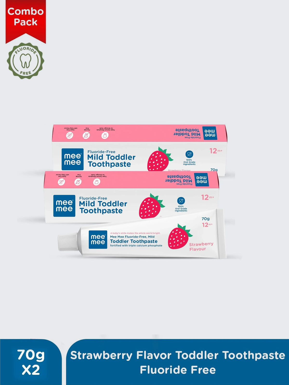 Fluoride-Free Mild Toddler Toothpaste Combo - Strawberry Flavor