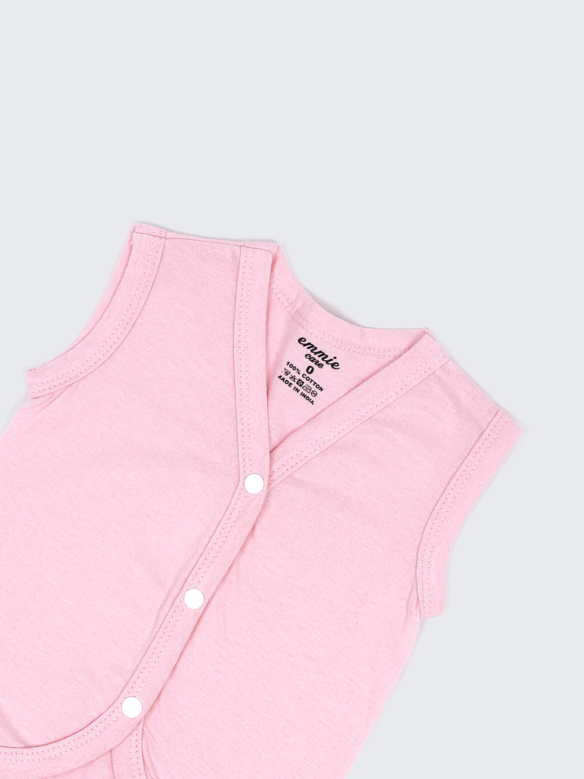 Baby Cotton Sleeveless Jabla Vest Set – Solid White, Pink & Black Newborn Front Open Jabla Combo (3 Pieces)
