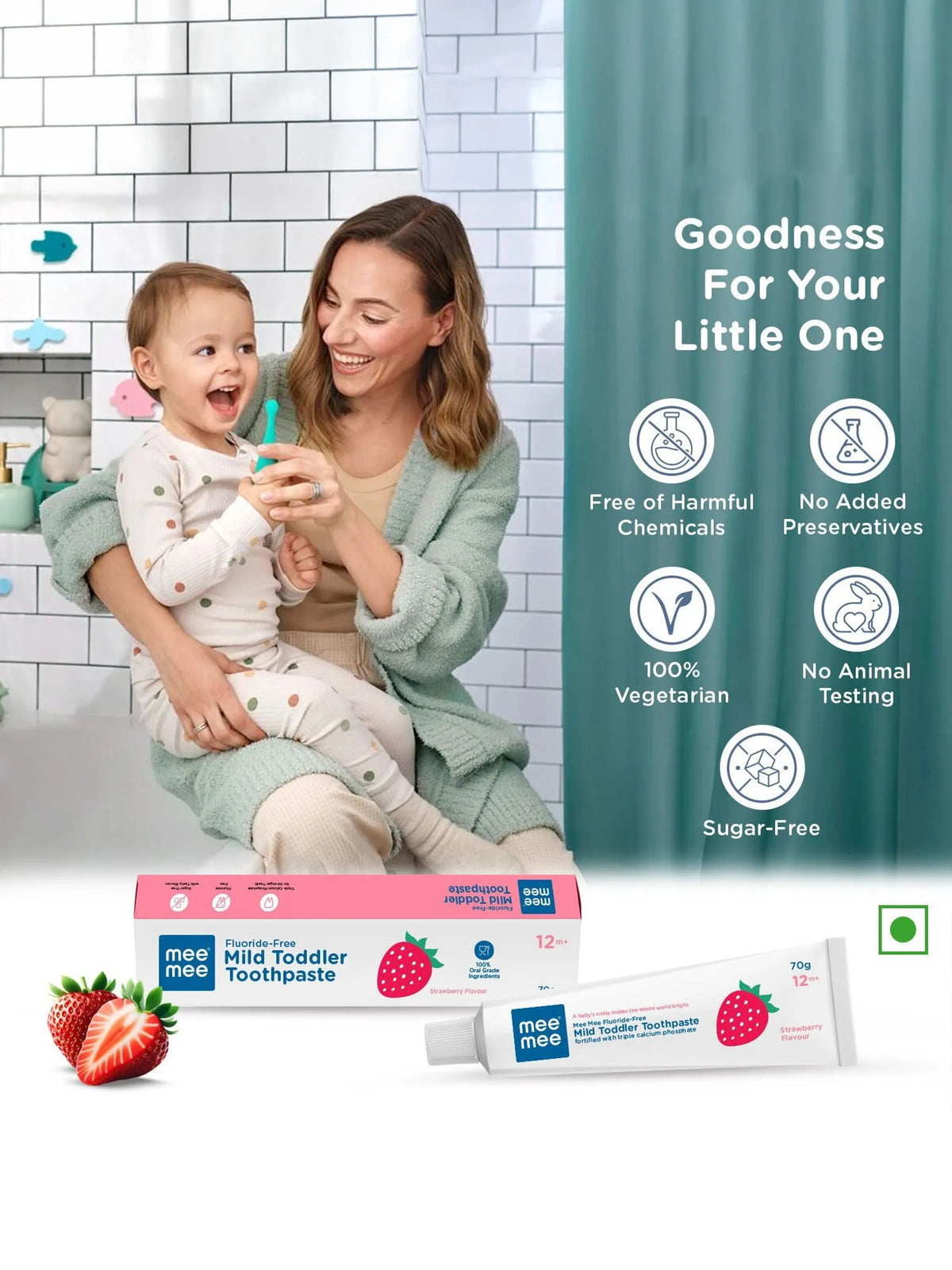 Fluoride-Free Mild Toddler Toothpaste Combo - Strawberry Flavor