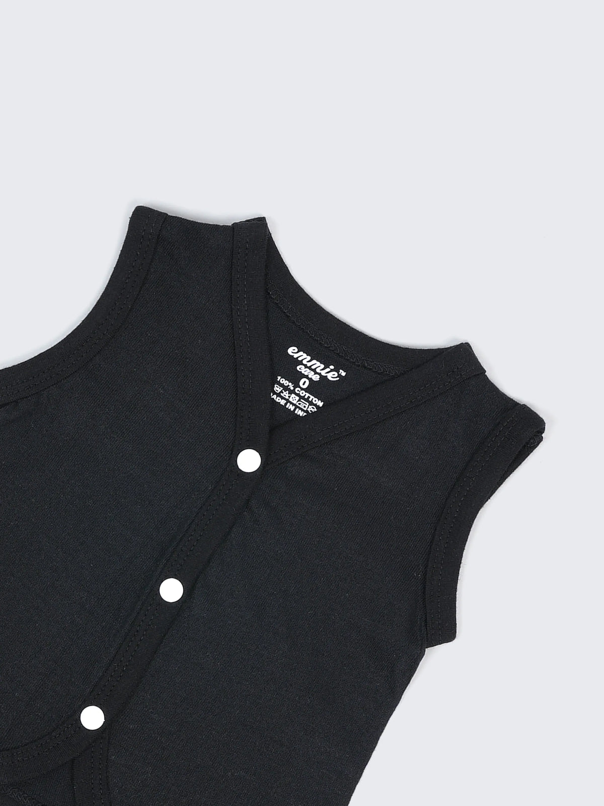 Baby Cotton Jabla Set – Sleeveless Front Open Vest Combo (Black, White & Grey – Pack of 3)