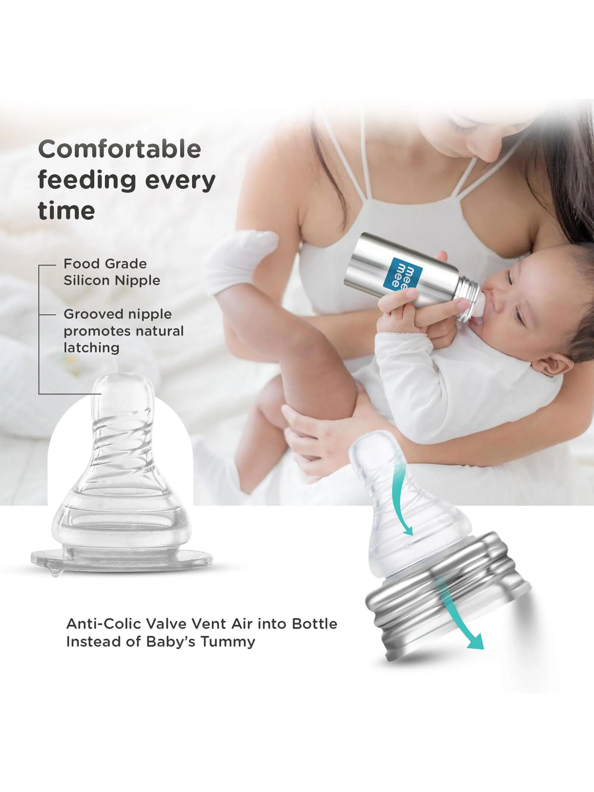 Eazy Flo Anti-Colic Silicone Feeding Teat 3m+  Soft Food Grade Nipple Pack of 2