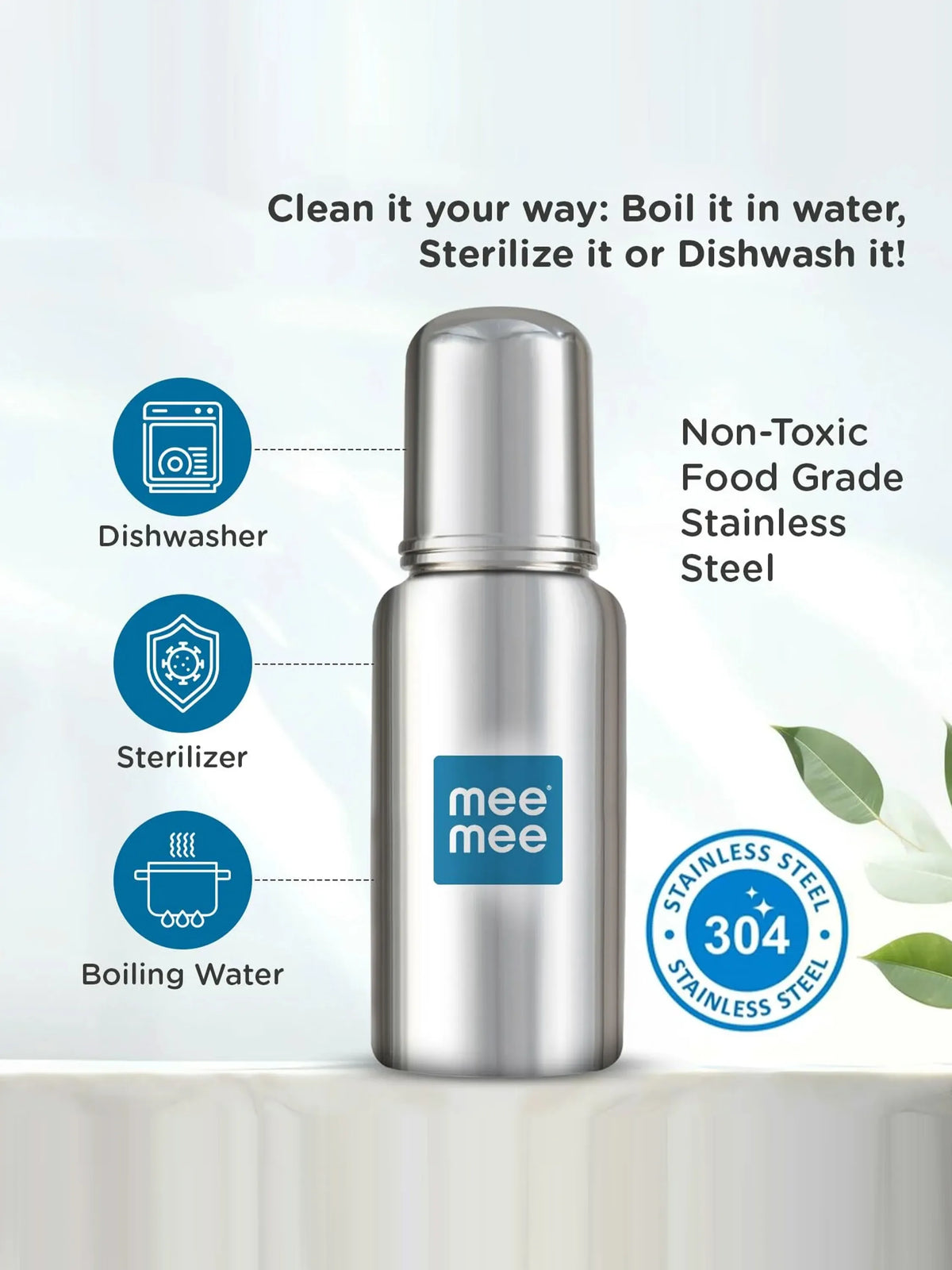Stainless Steel Baby Feeding Bottle 240ml (304 Grade)