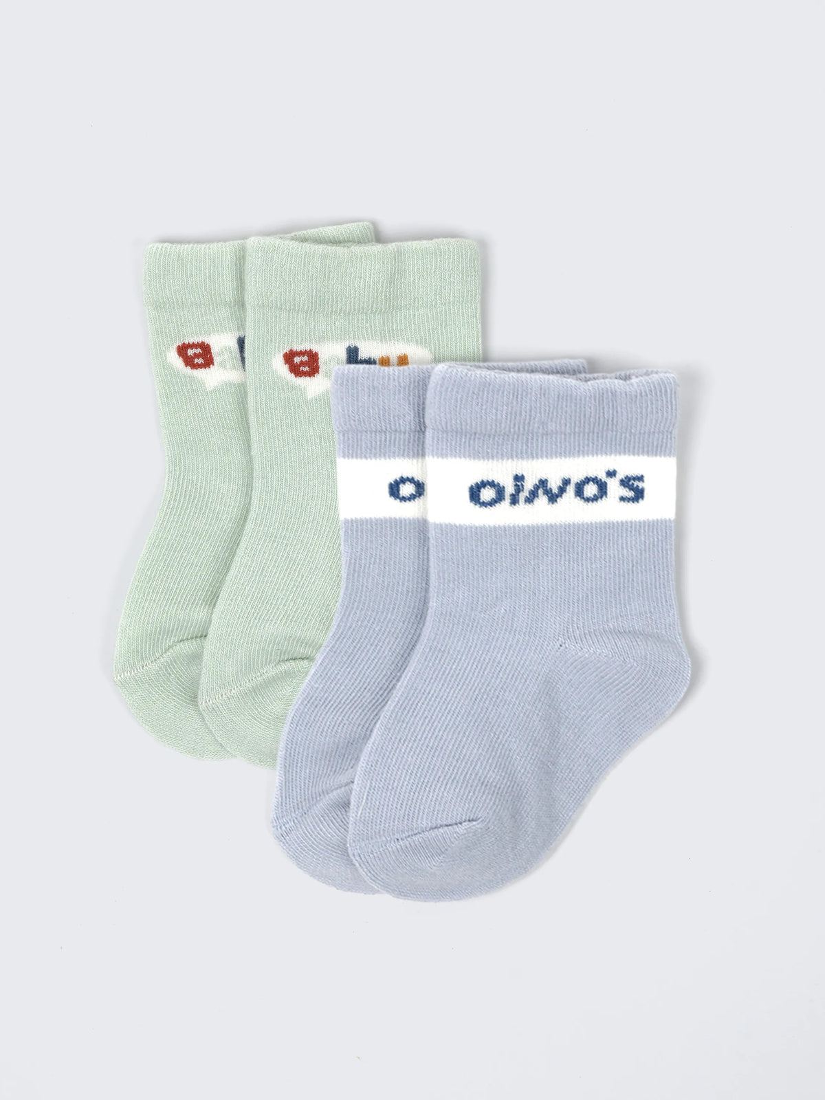 Soft Knit Baby Socks – 2 Pair Comfort Pack (Mint & Blue)