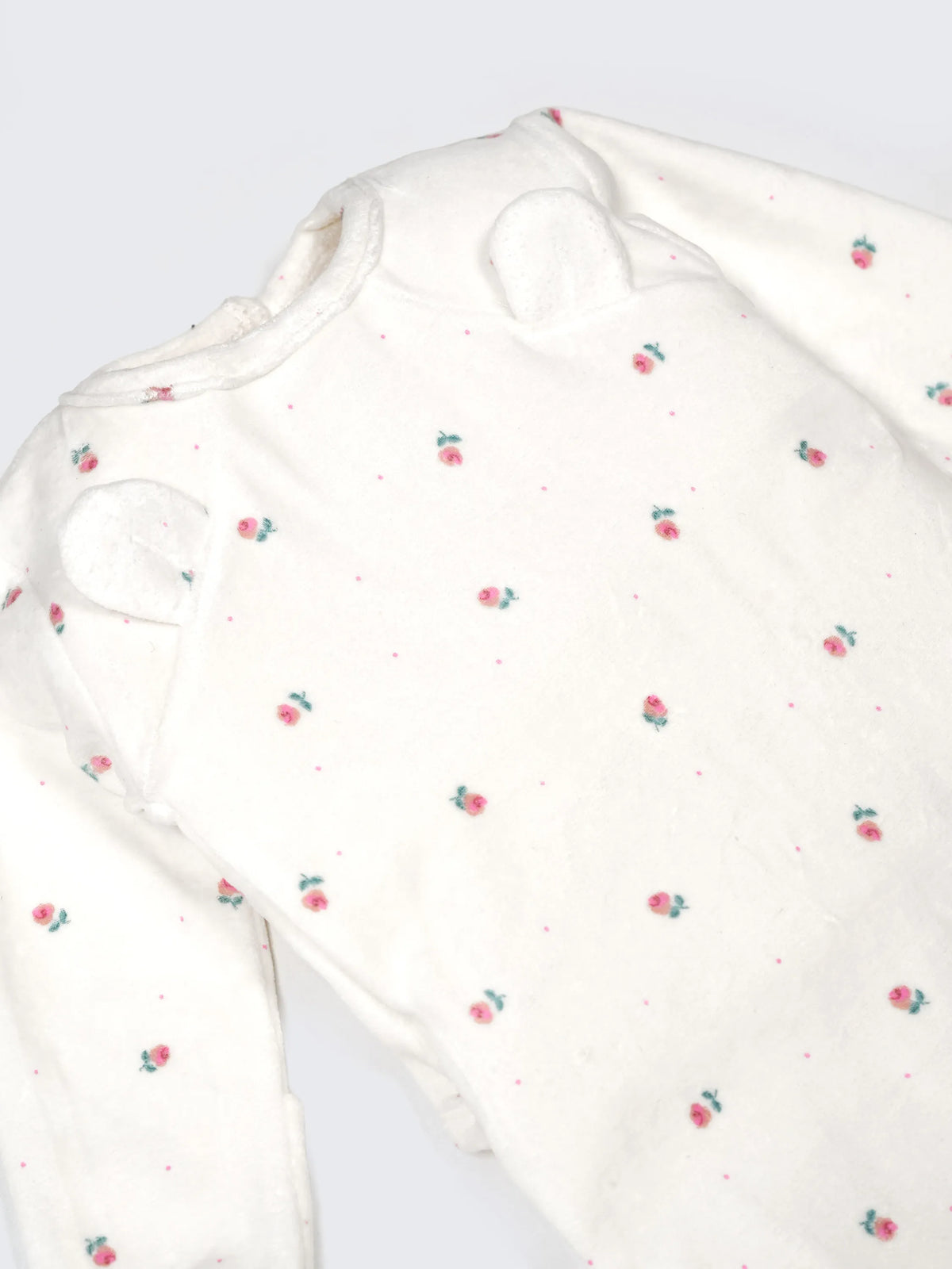 Floral Footed Romper with Cute Ear Detail – Soft Cotton Sleepsuit