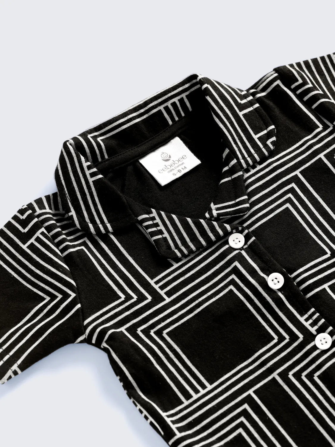 Stylish Black Square Print Co-Ord Set for Boys