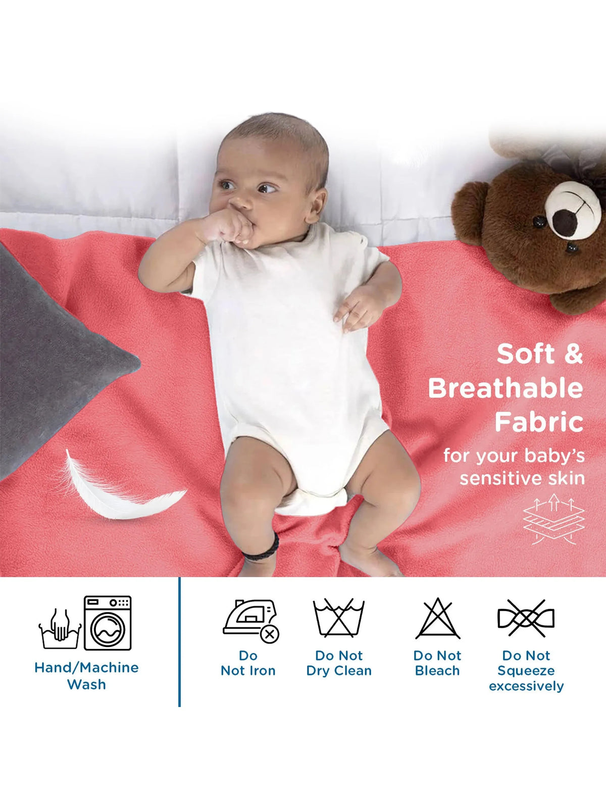 Baby Dry Mat – Reusable Waterproof Microfiber Sheet Pink (M)