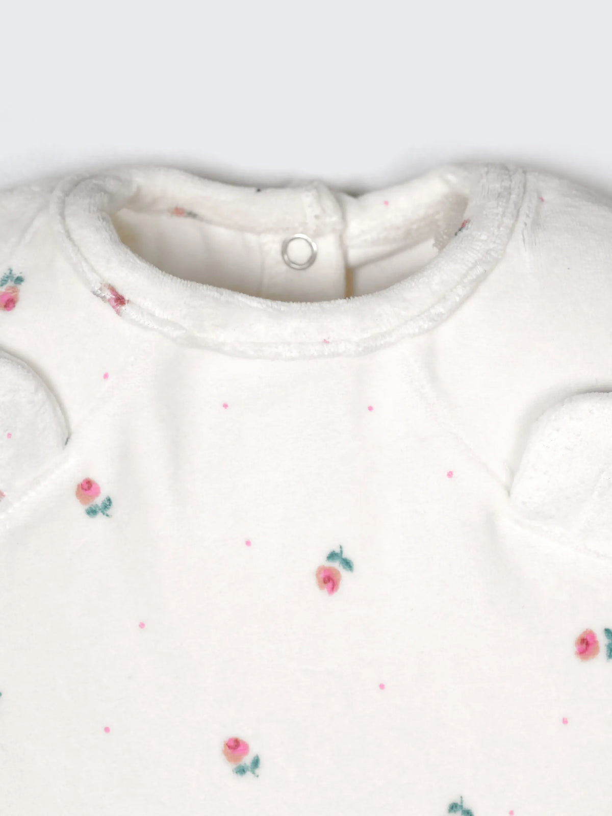 Floral Footed Romper with Cute Ear Detail – Soft Cotton Sleepsuit