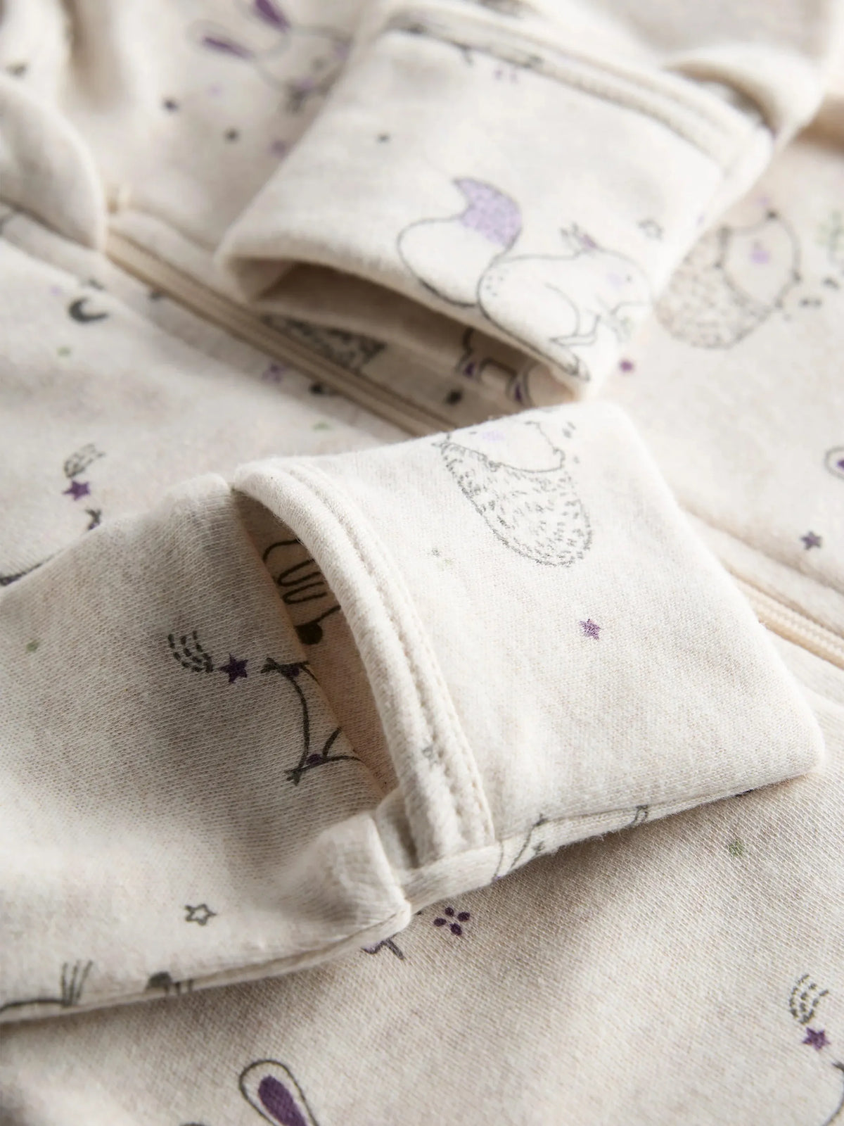 Organic Cotton Baby Full Sleeve Zip Romper with Cute Animal Print