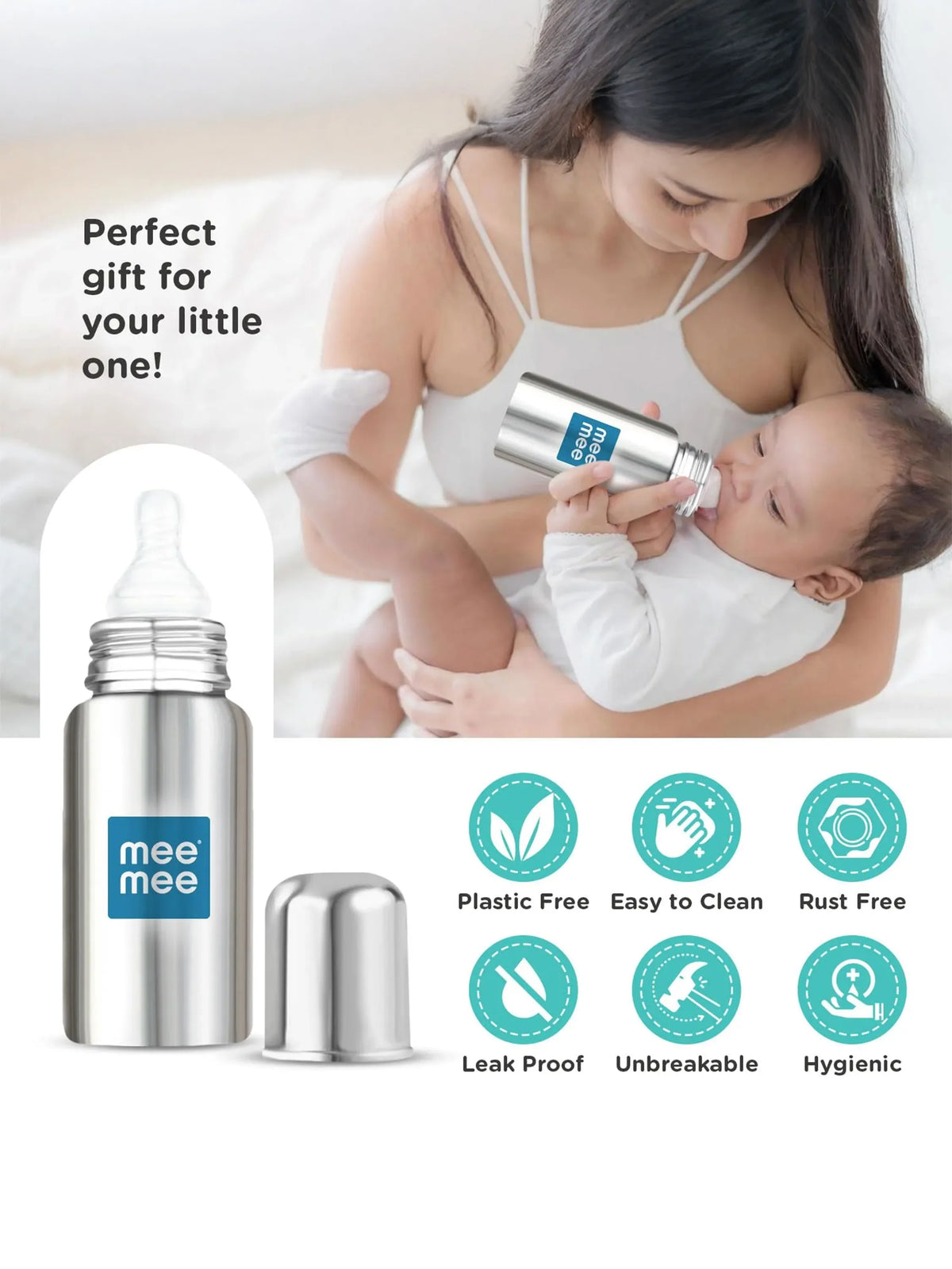 Stainless Steel Baby Feeding Bottle 240ml (304 Grade)