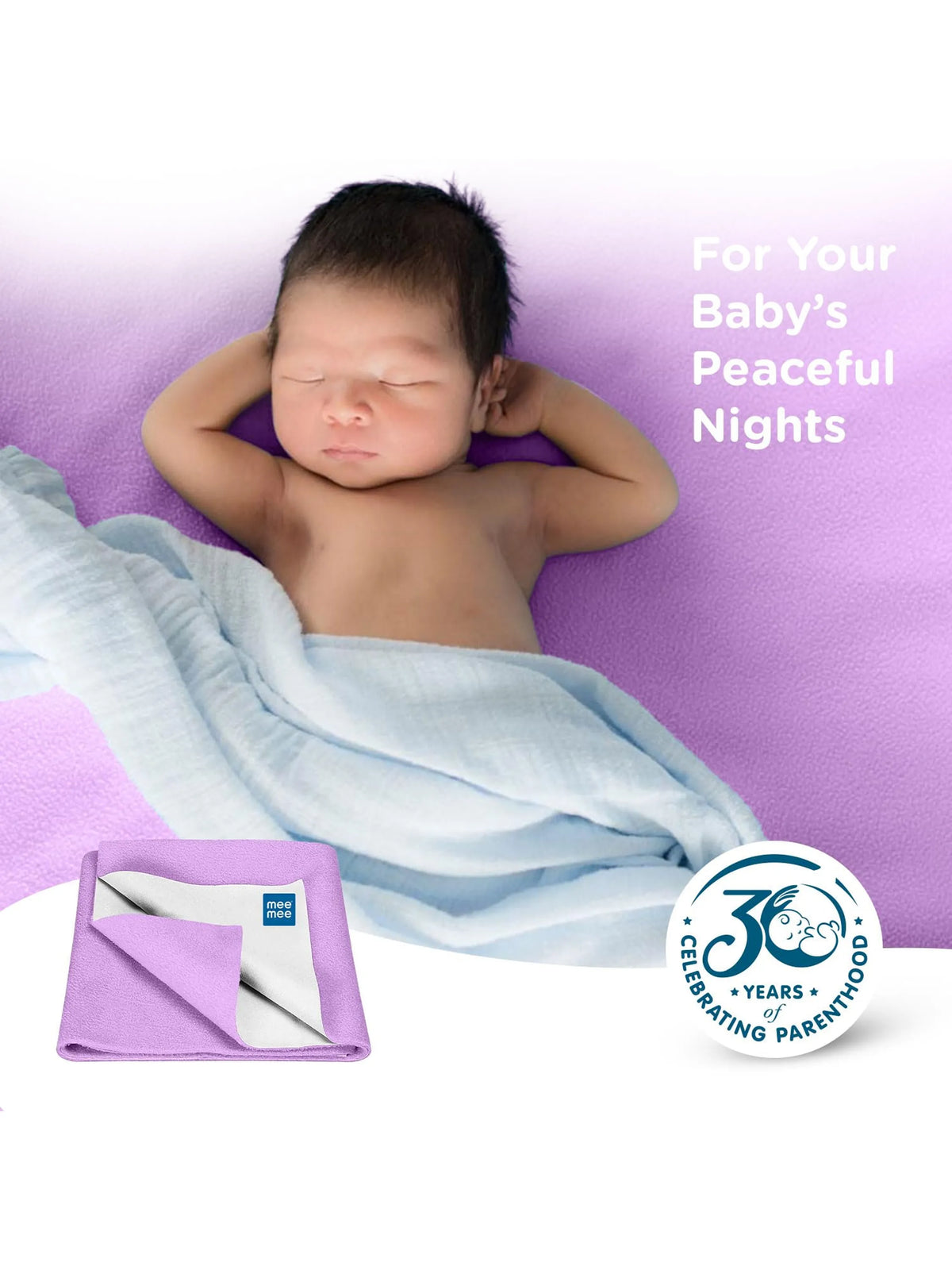 Baby Dry Mat – Reusable Waterproof Microfiber Sheet – Purple (S)