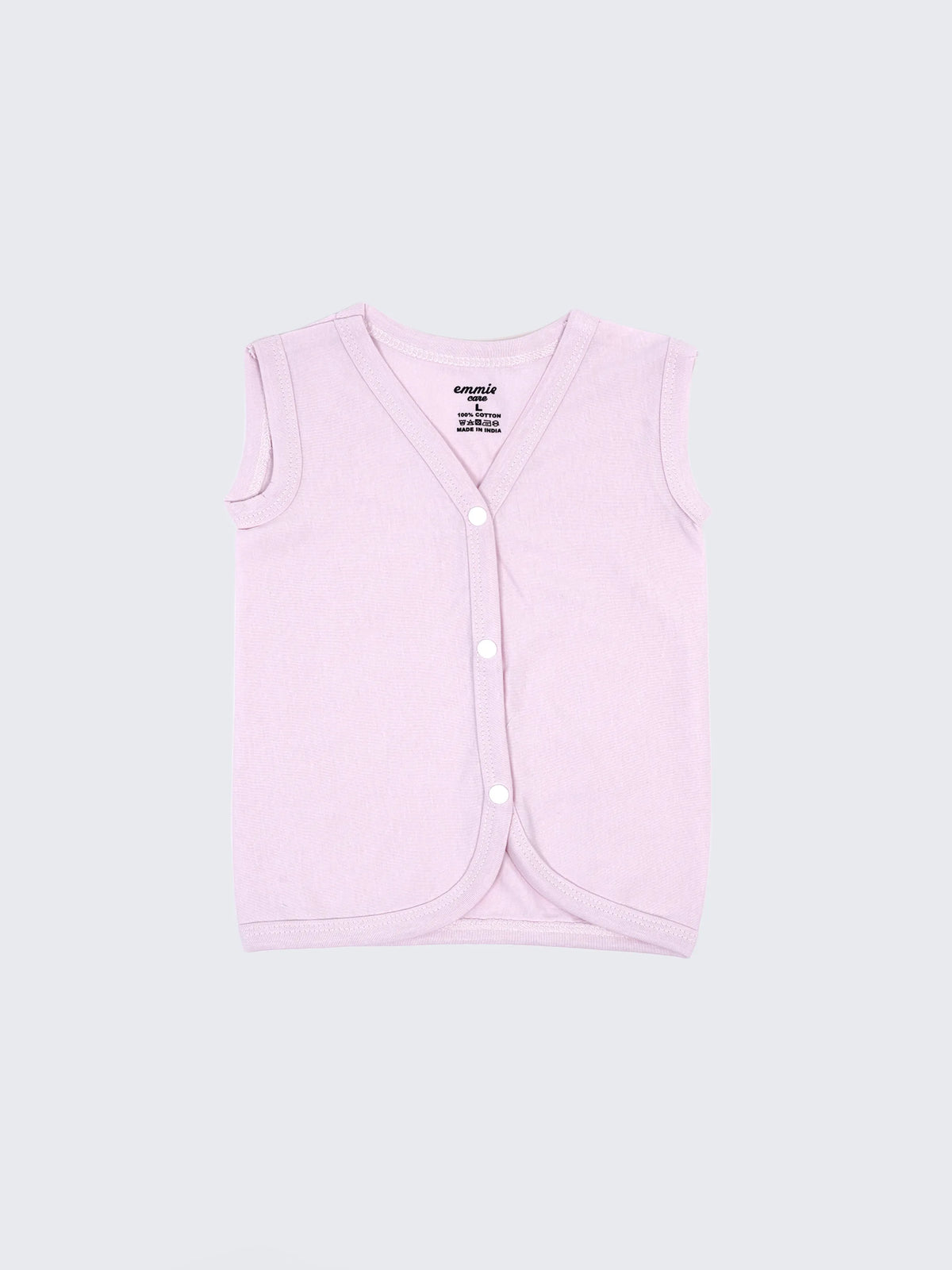 Baby Cotton Sleeveless Jabla Set – Solid Pastel Colors Front Open Newborn Vest Combo (3 Pieces)