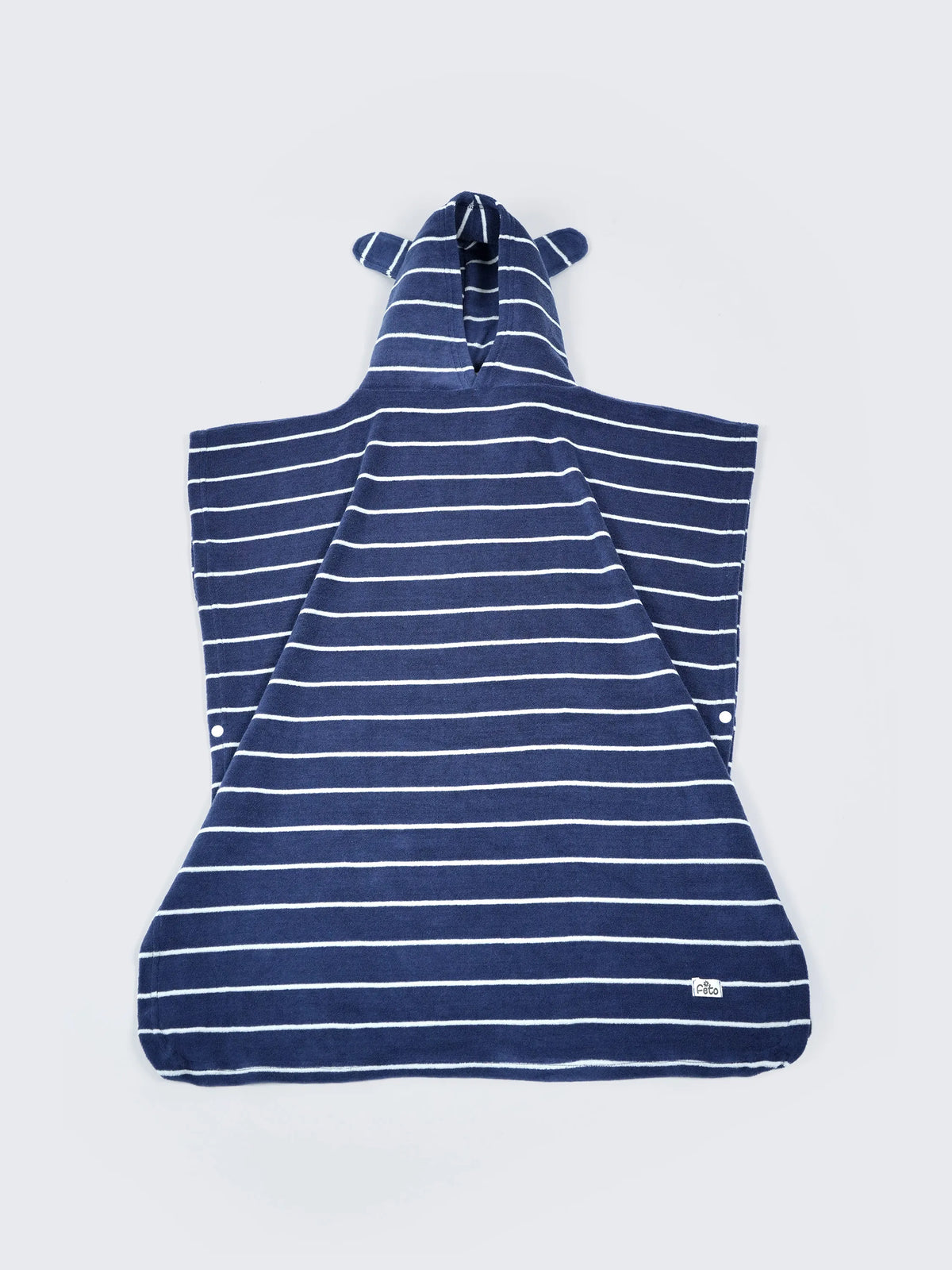 Baby Hooded Soft Navy Blue Striped Poncho Bath Towel