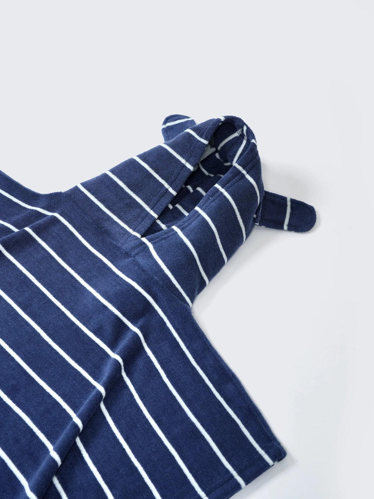 Baby Hooded Soft Navy Blue Striped Poncho Bath Towel