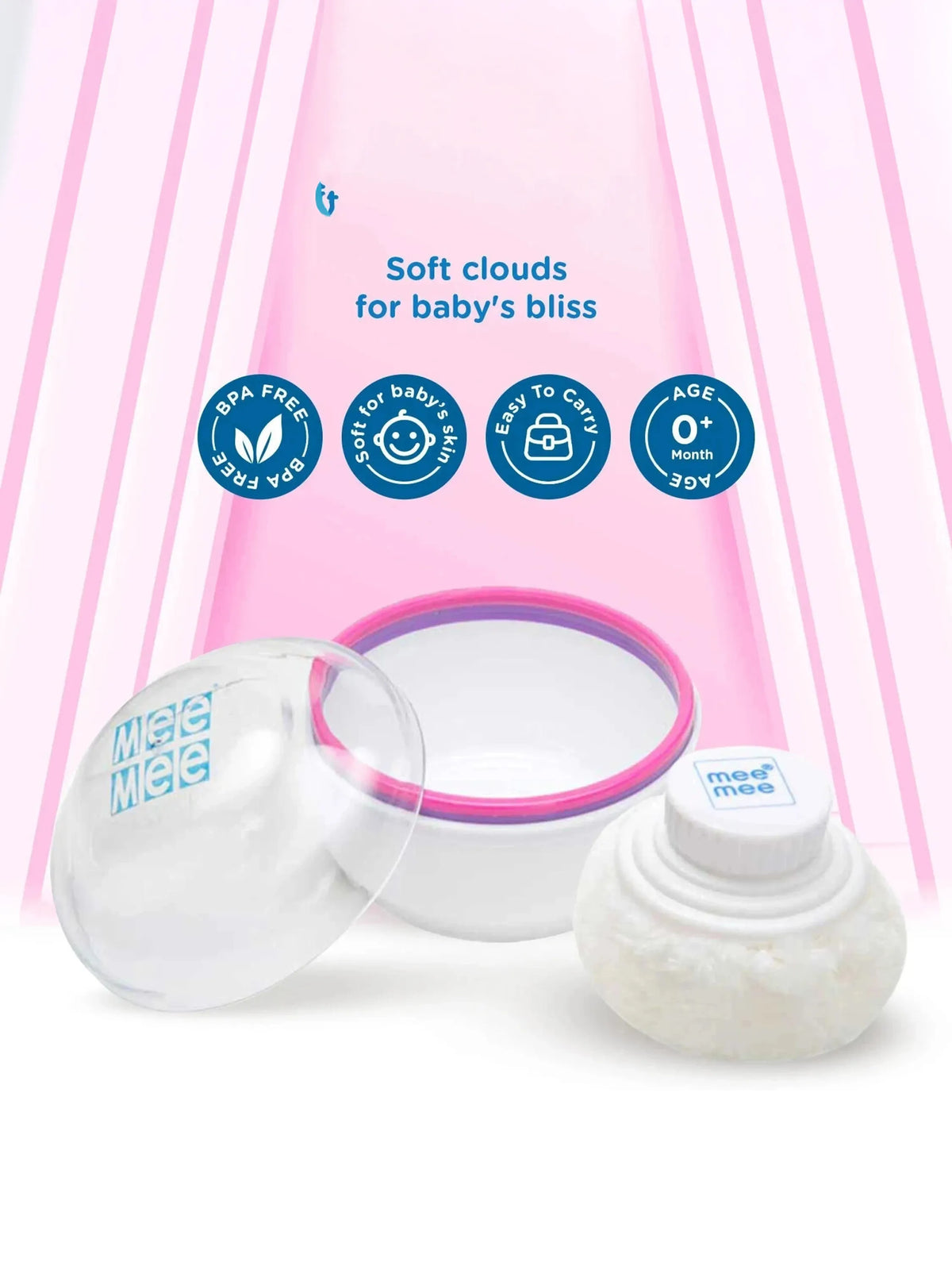 Premium Baby Powder Puff with Storage Case - Pink