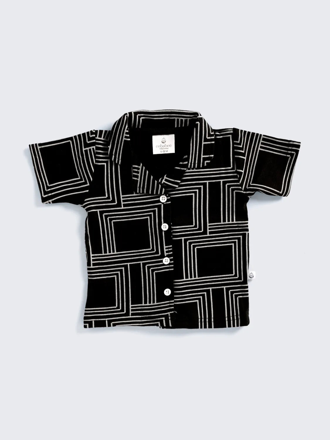 Stylish Black Square Print Co-Ord Set for Boys