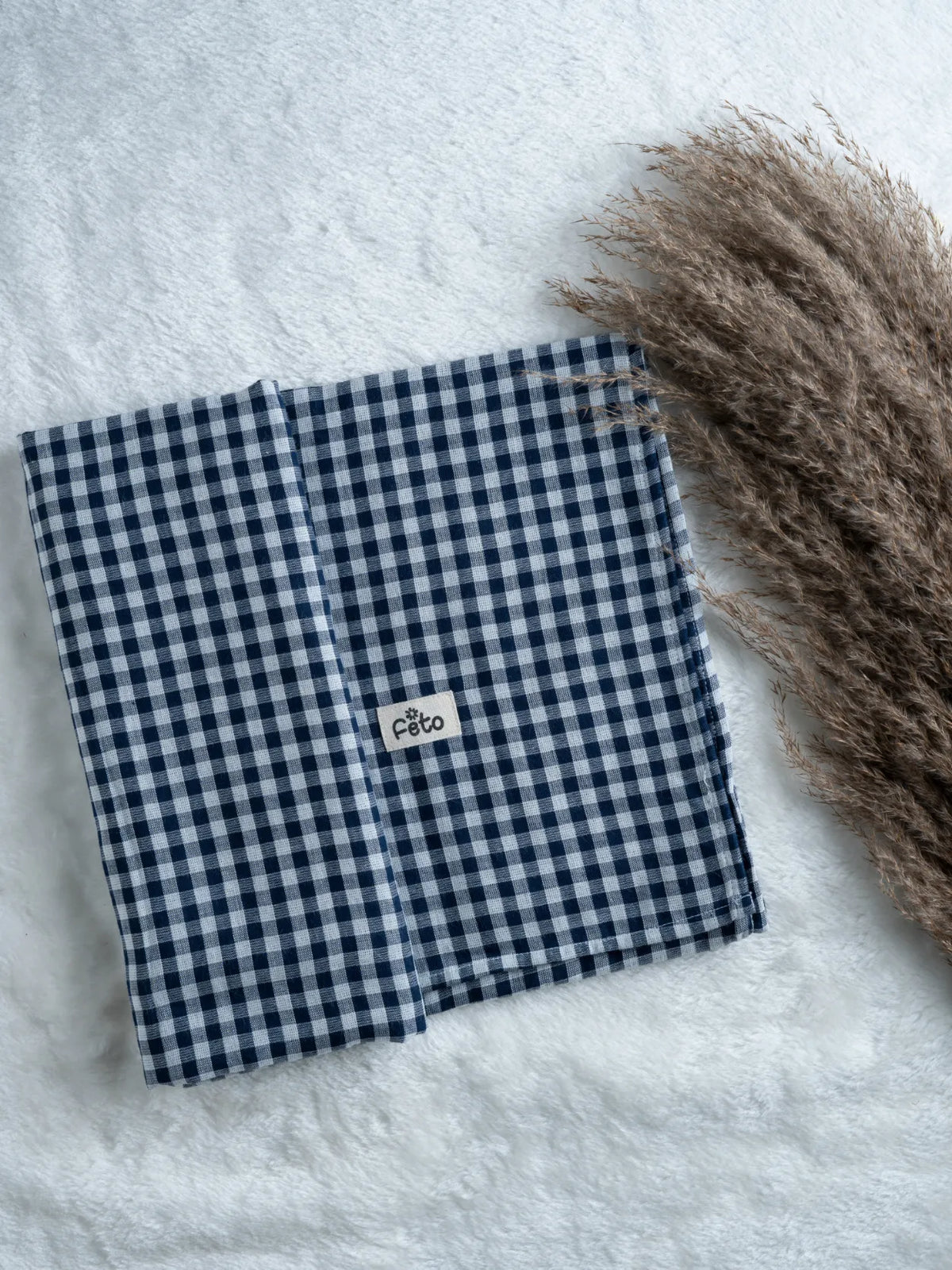 COTTON MUSLIN SWADLE WRAP - NAVY CHECK