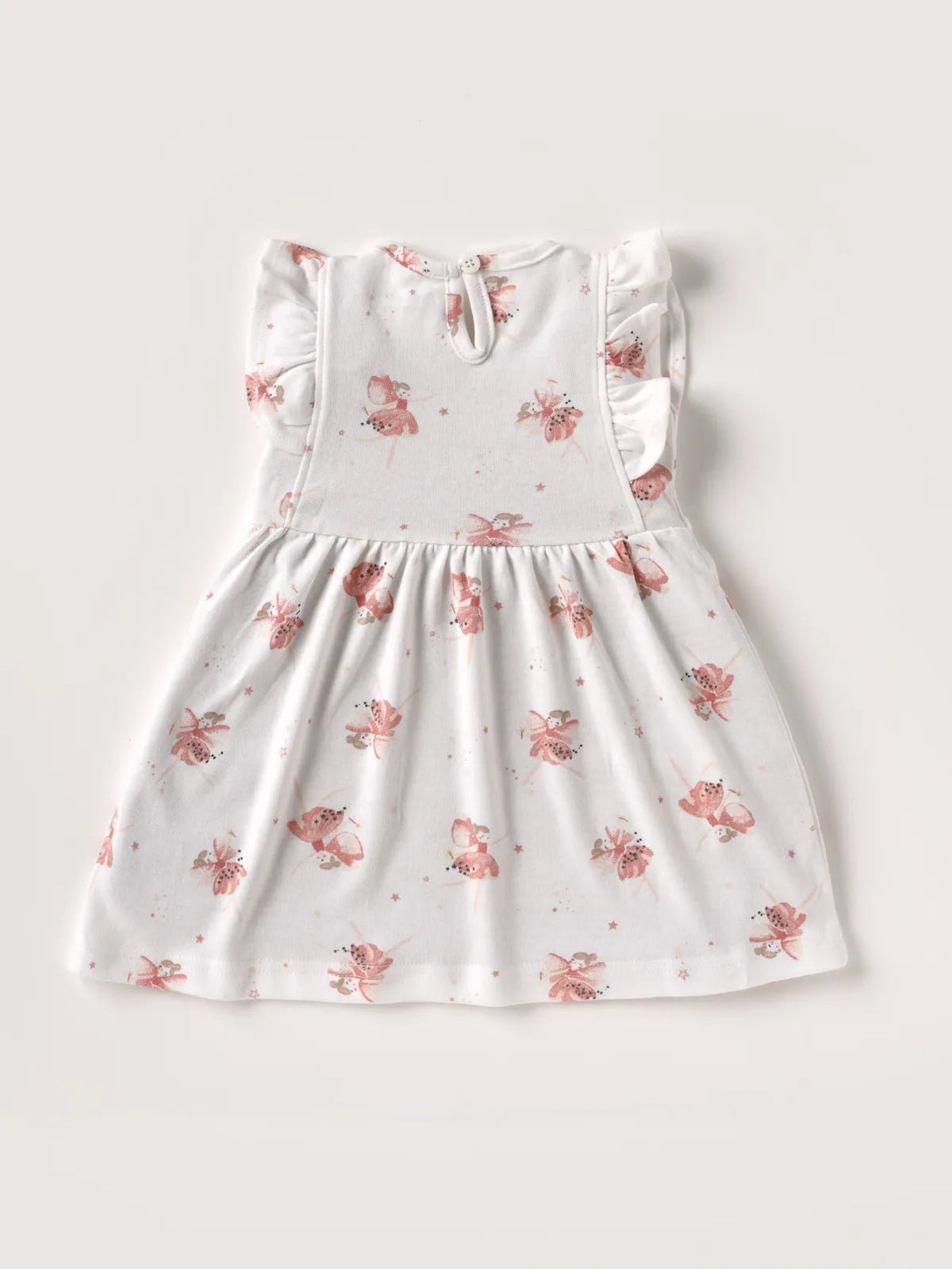 Sleeveless pure white & pink frock for baby girls
