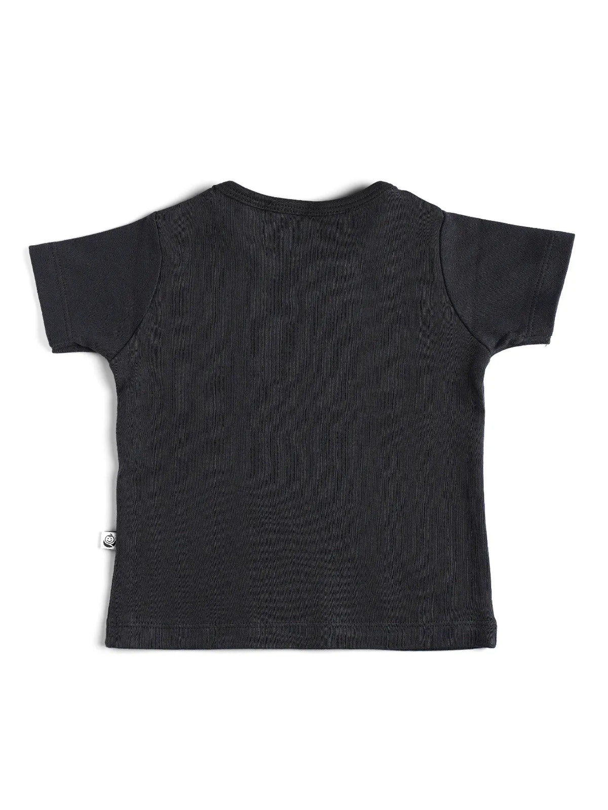 Half sleeve black & orange graphic t-shirt for baby