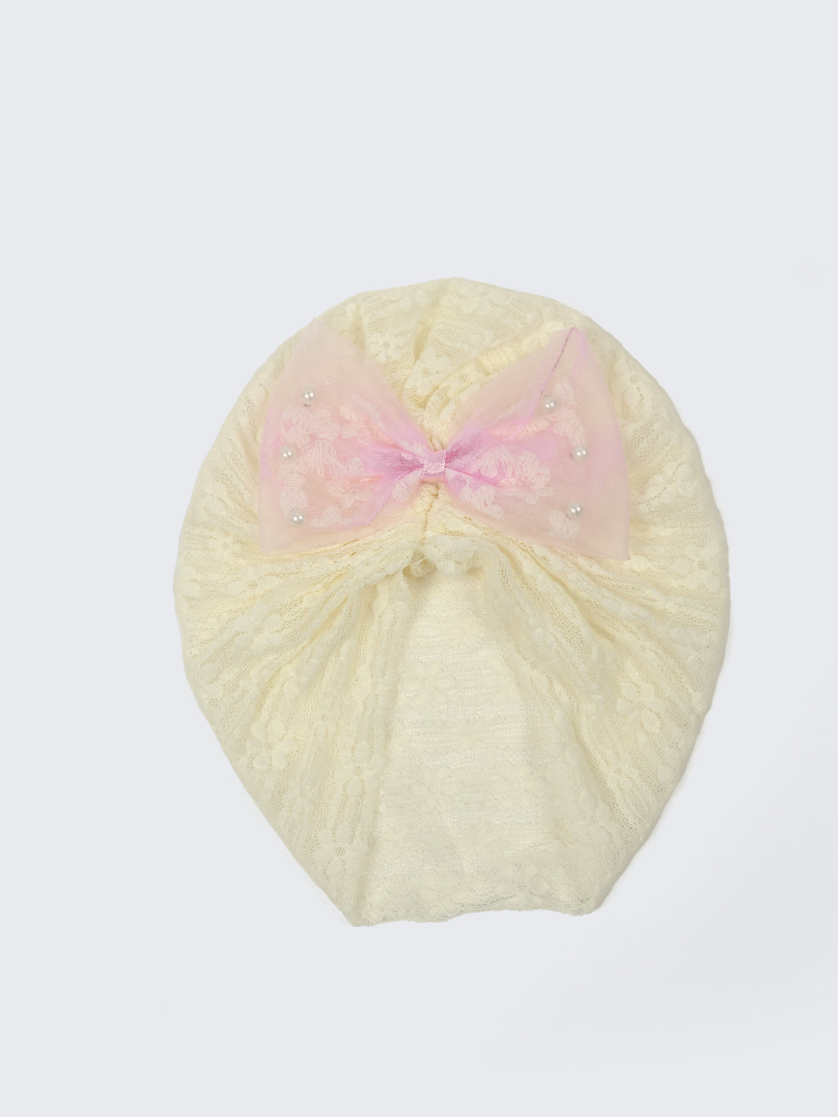 Baby Turban Cap & Floral Booties Set - Yellow With Pink