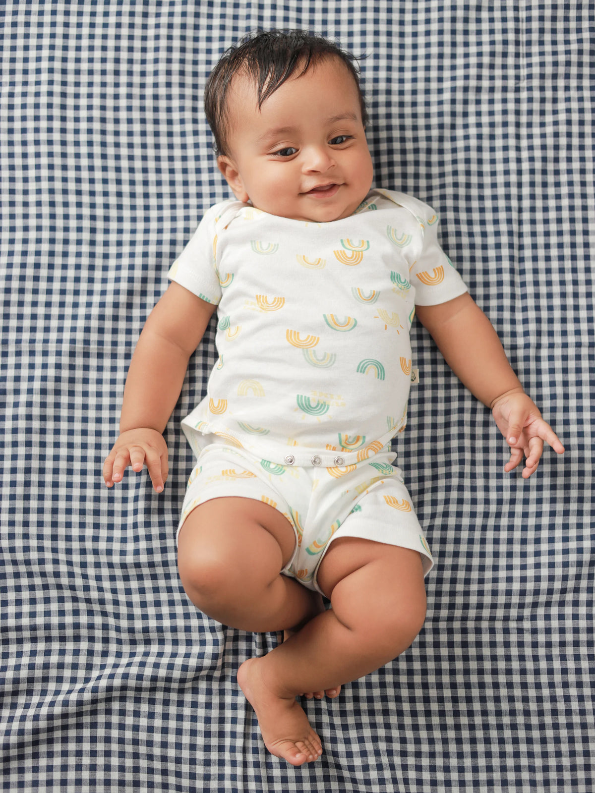 COTTON MUSLIN SWADLE WRAP - NAVY CHECK
