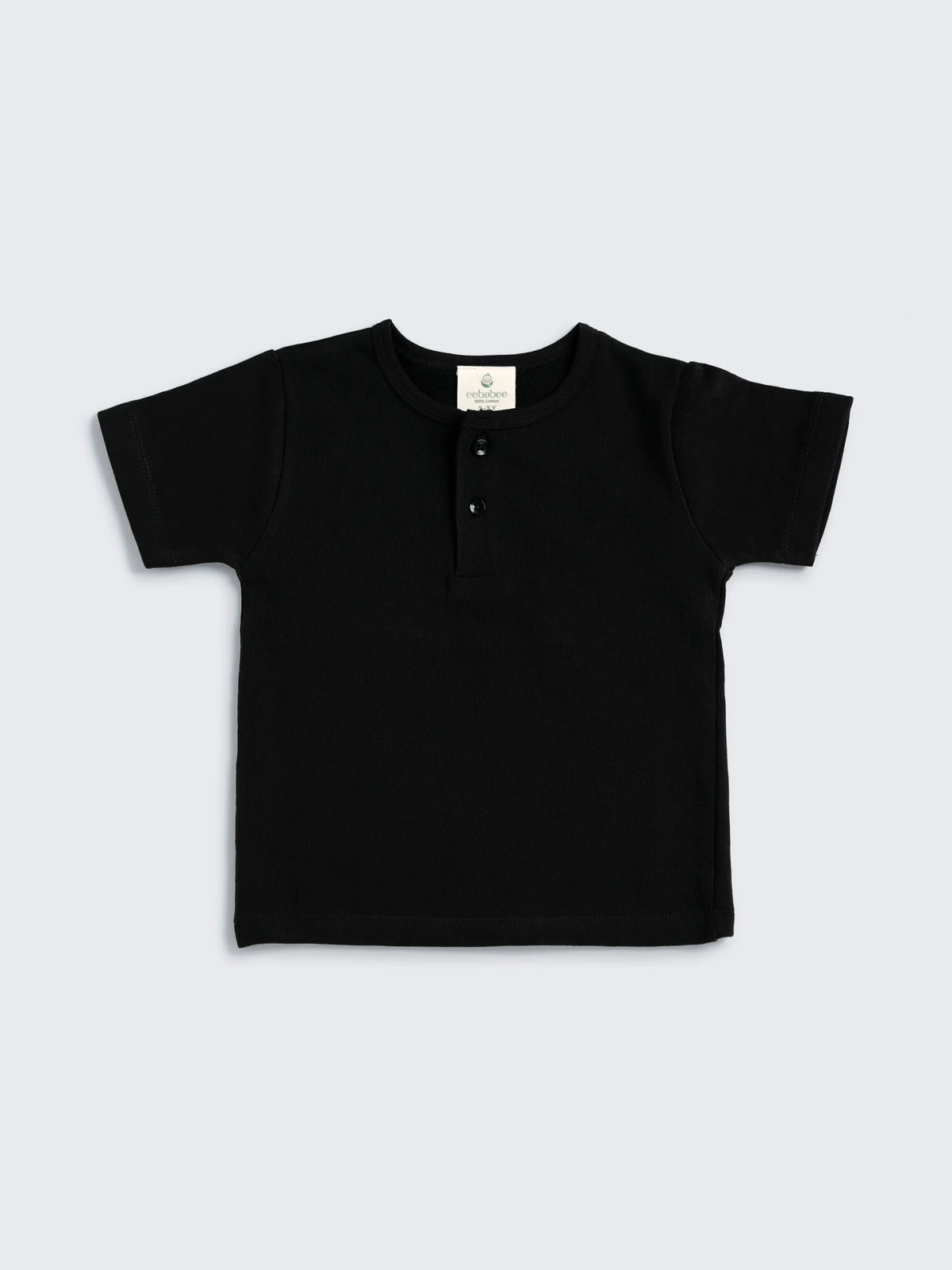 Boys Black Cargo Shorts Set - Henley Tee & Cargo Shorts Combo