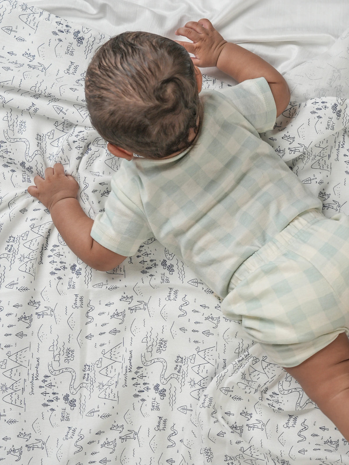 COTTON MUSLIN SWADLE WRAP - SAND HILLS WHITE