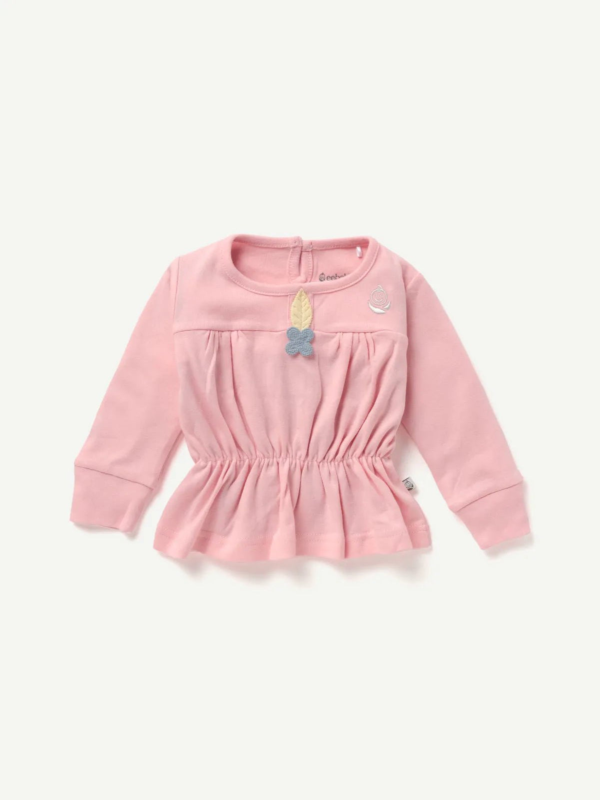 BABY GIRL SOLID FROCK CO-ORD SET - PINK
