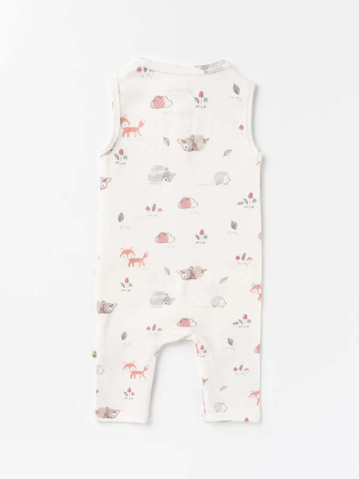 Sleeveless graphic pattern in soft pink dungaree for baby