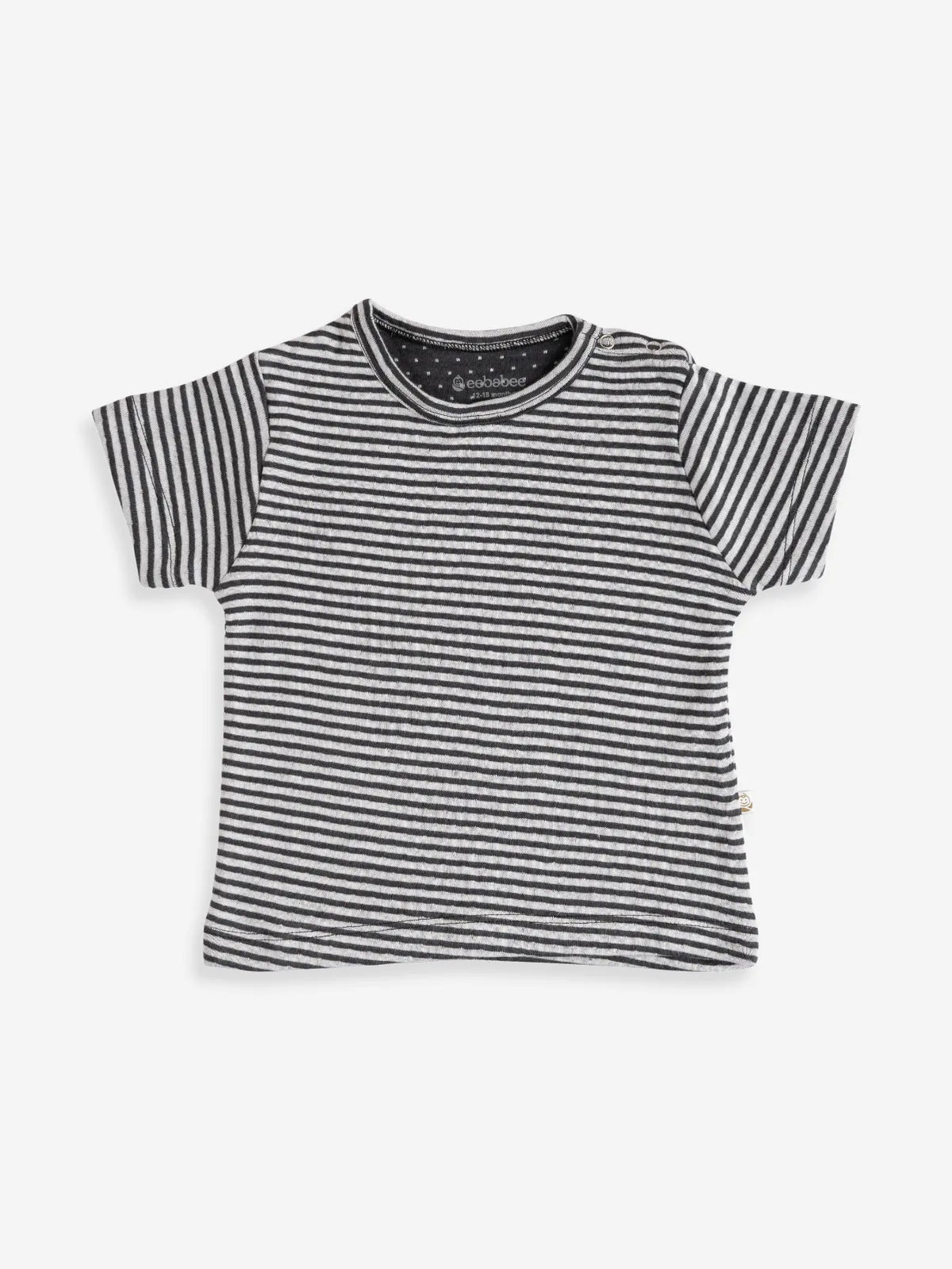 Half sleeve black stripe pattern in white t-shirt & shorts for baby