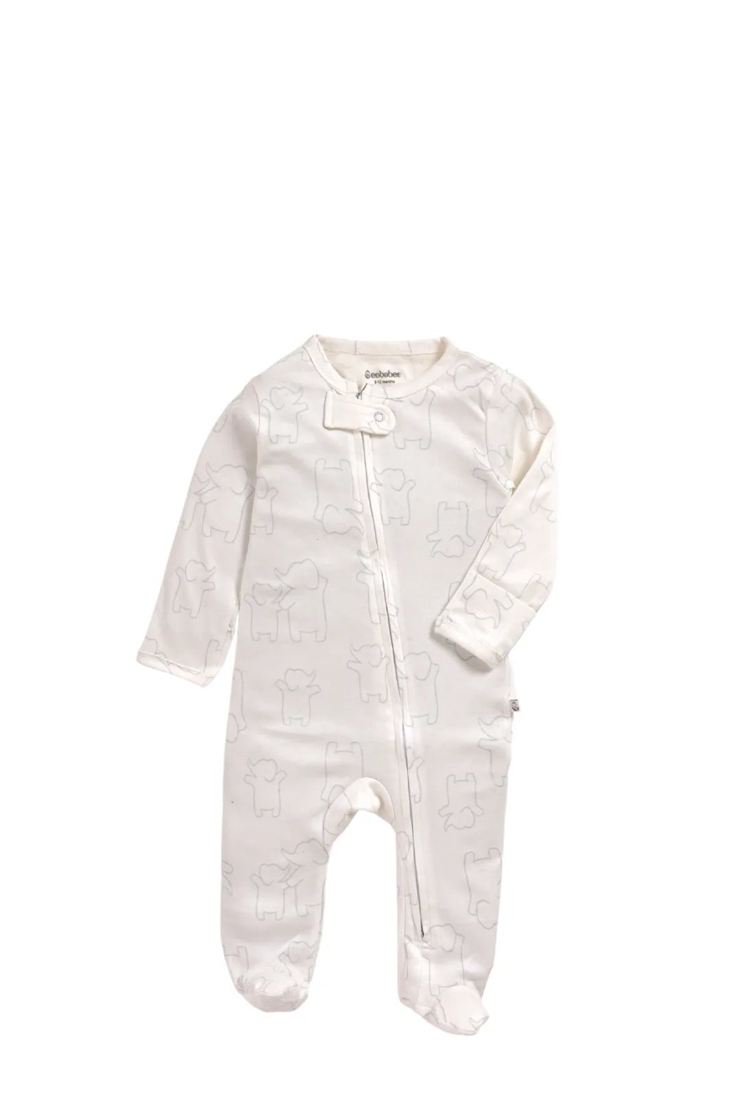 Full sleeve off white  zipper sleepsuit with cap for baby