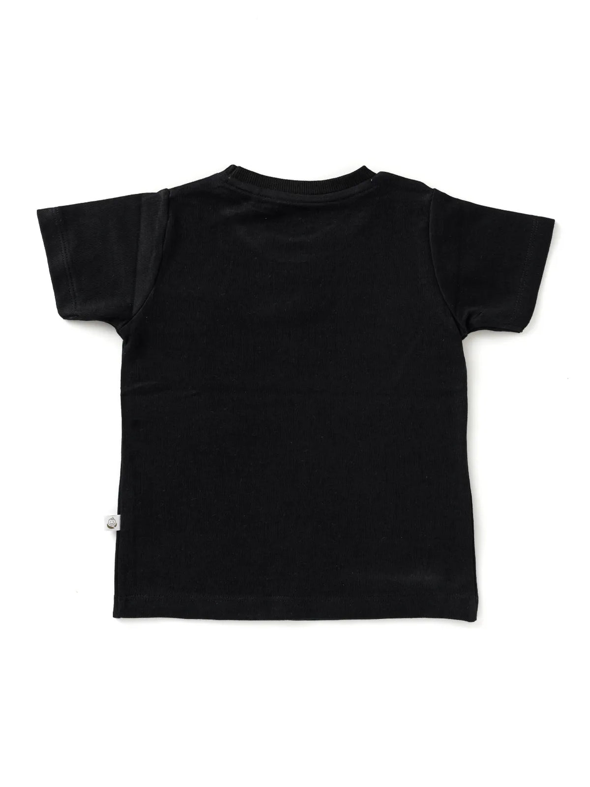 Half sleeve black & yellow graphic t-shirt for baby