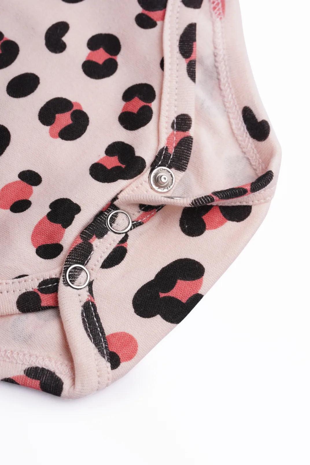 Half sleeve black & red graphic in pink bodysuit for baby