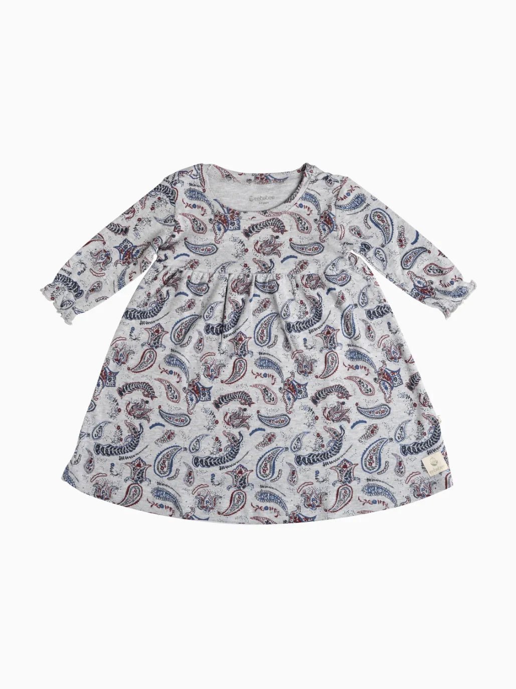Full sleeve graphic pattern in grey floral gown for baby girl