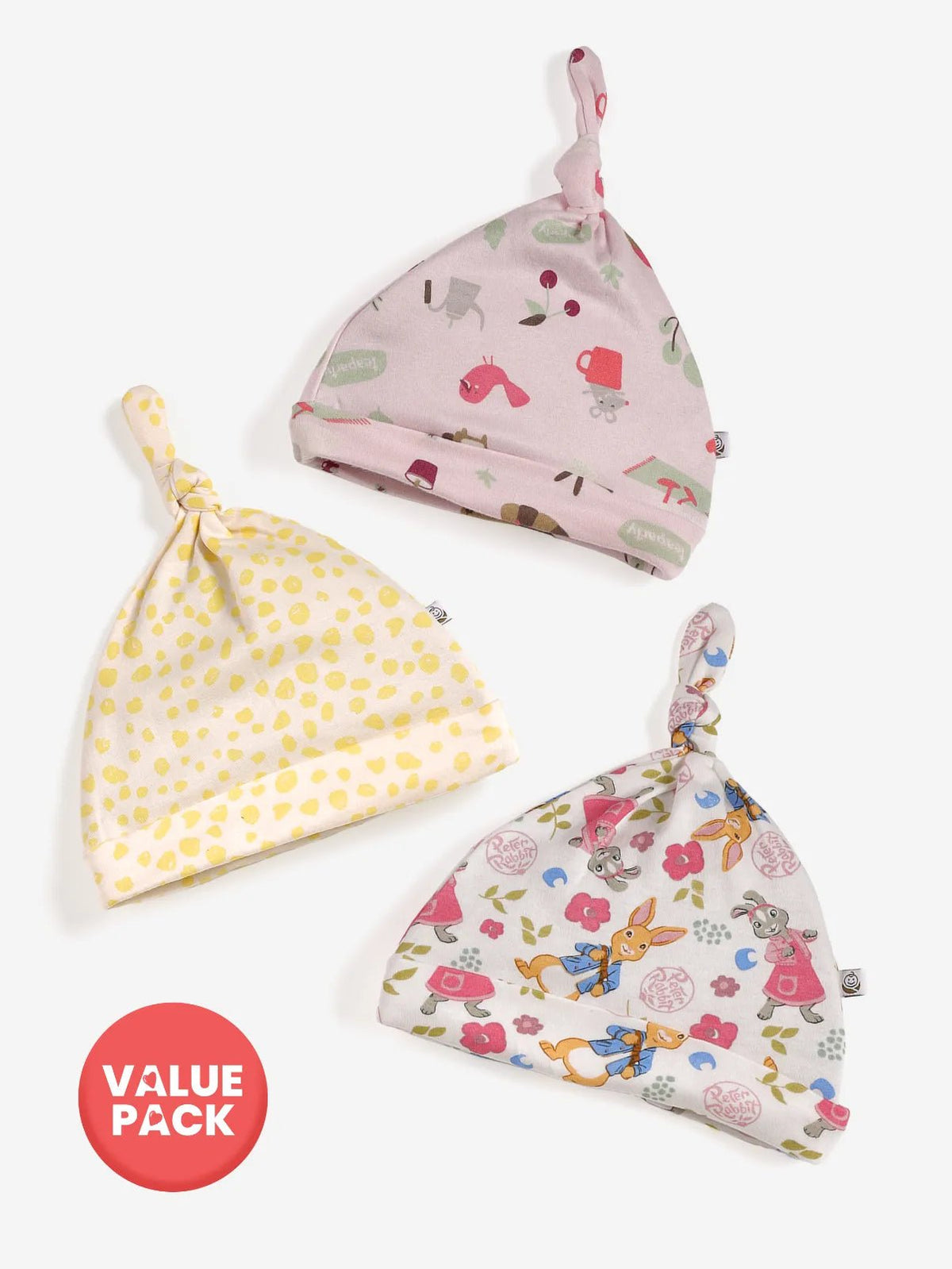 Baby Tie knot cap- 3pc combo pack (3-6 M)