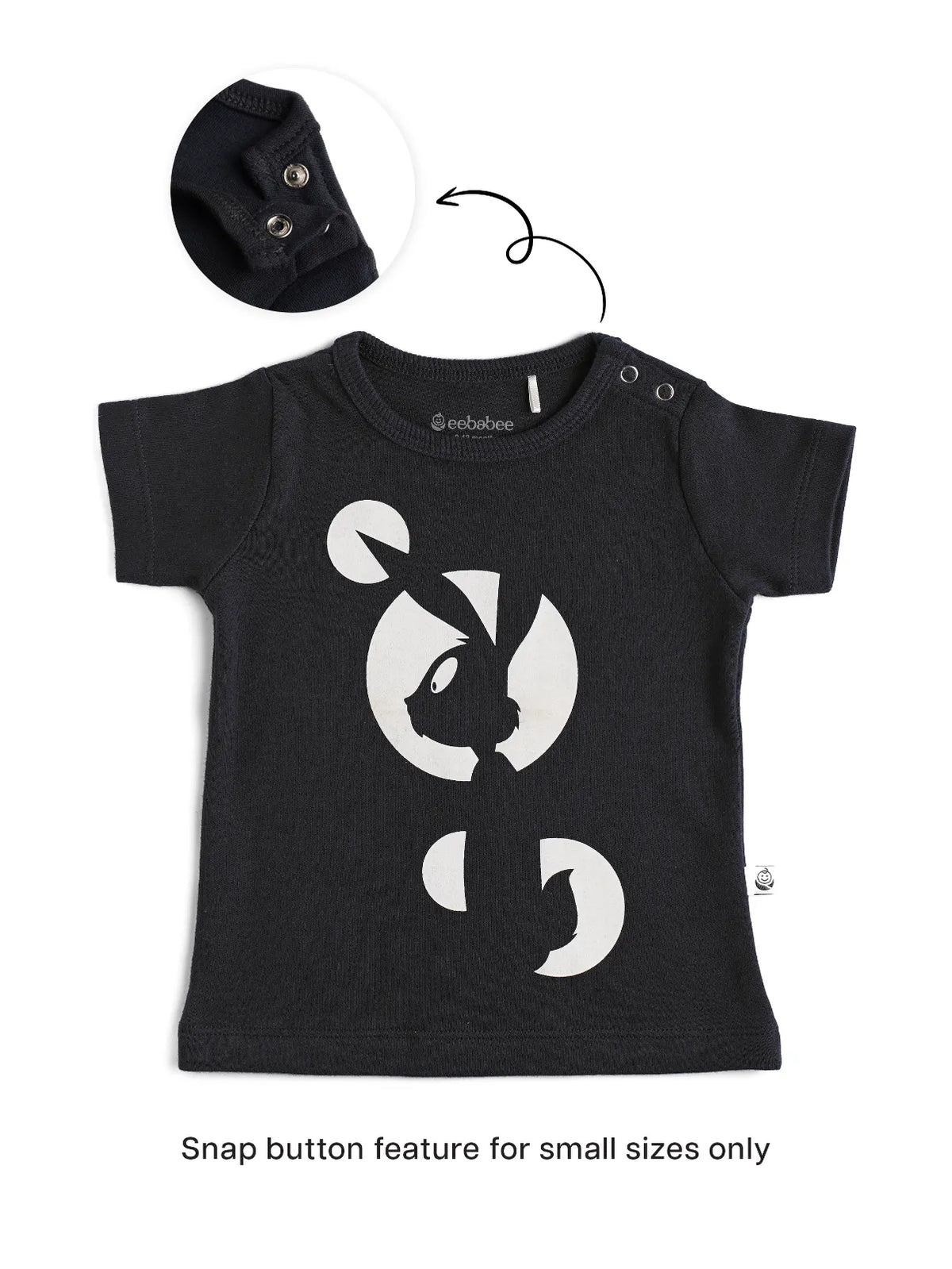 Half sleeve black graphic t-shirt for baby