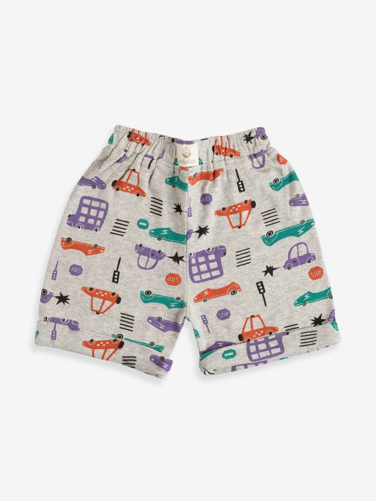 Sleeveless blue & red graphic in grey t-shirt & shorts set for baby