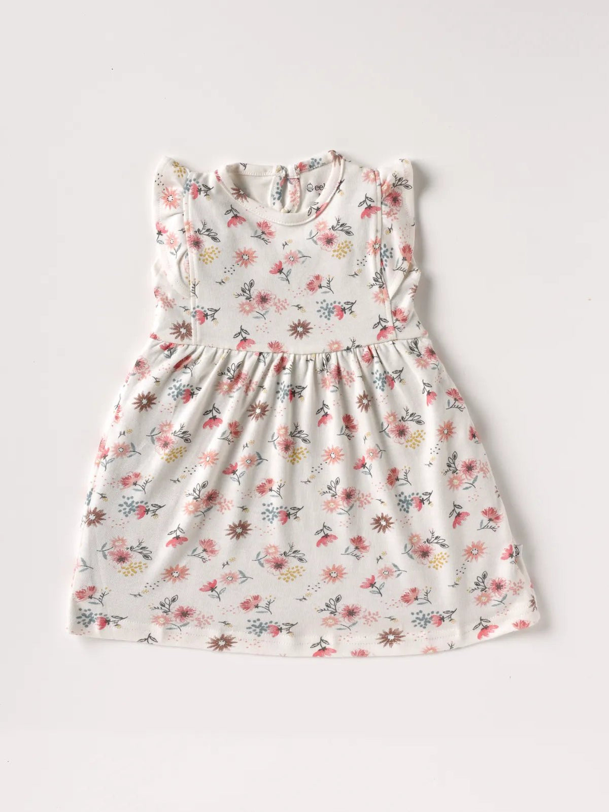 Sleeveless flower pattern in pink & white  frock for baby girl
