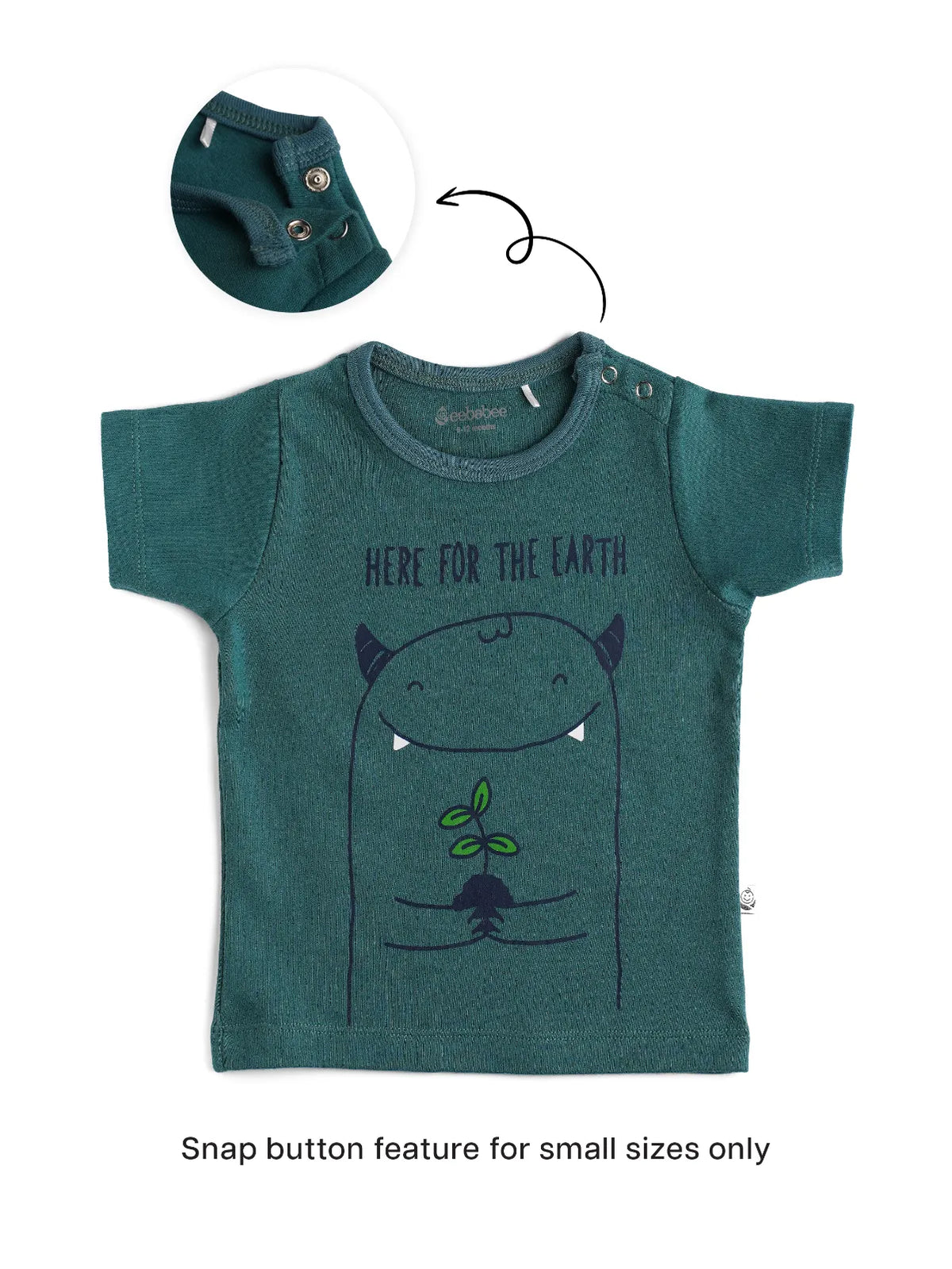 Half sleeve green graphic t-shirt for baby