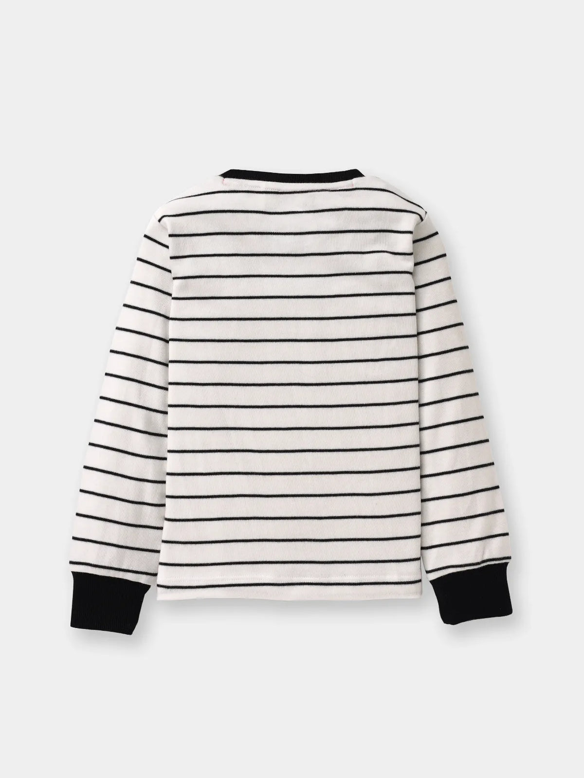 Full sleeve black line stripe pattern in white cuff t-shirt for baby